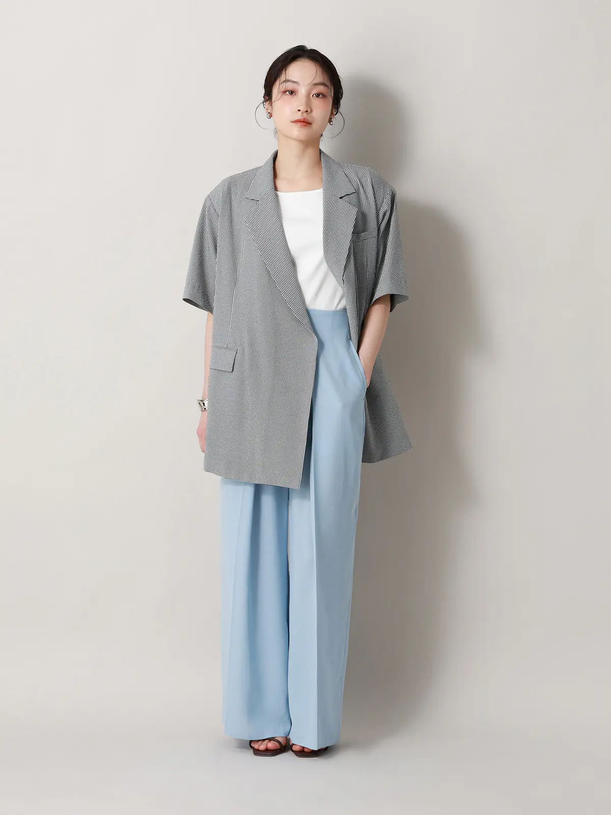 【2／23　23:59までWEB先行販売中】CIS.／ダブルブレストジャケット／ギンガムチェック ブラック 36(7号）