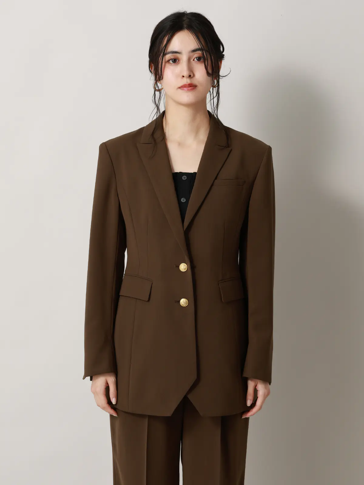 【2/23 23:59までWEB先行販売中】CIS./ベルテッドテーラードジャケット/無地 ブラウン 36(7号)