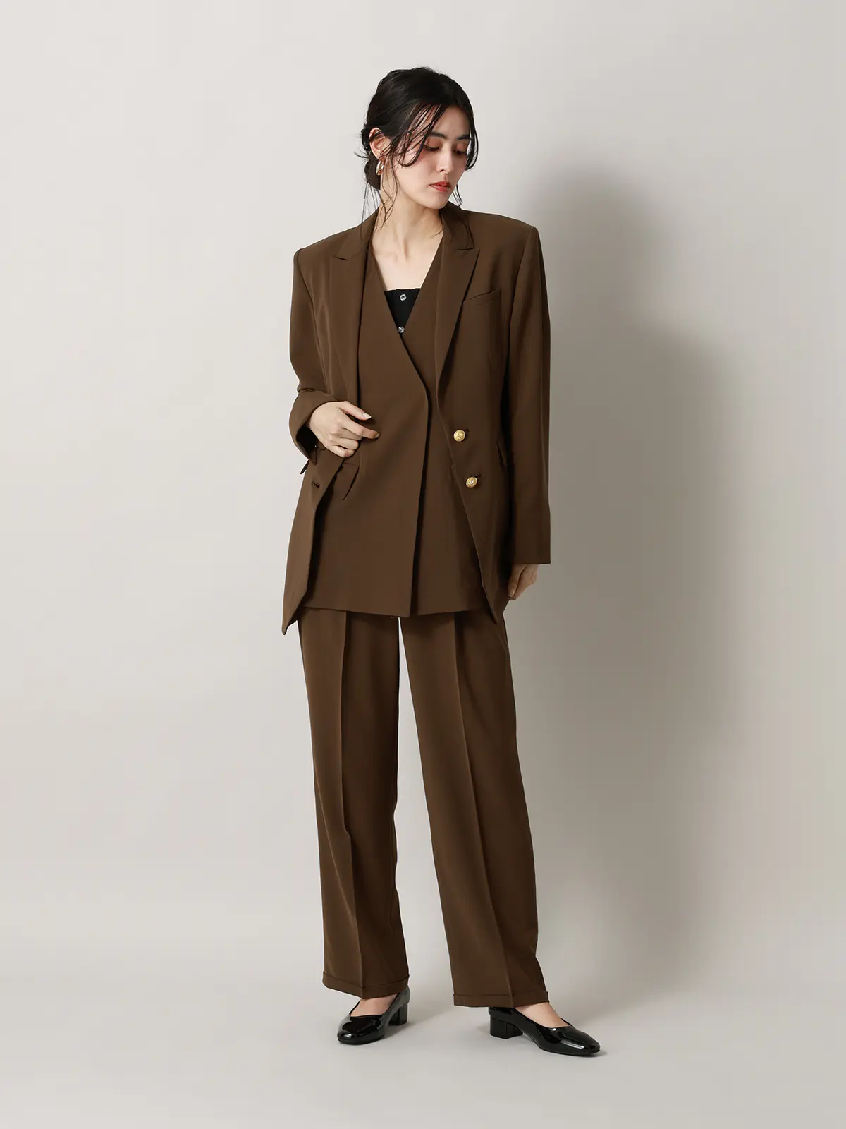 【2/23 23:59までWEB先行販売中】CIS./ベルテッドテーラードジャケット/無地 ブラウン 36(7号)