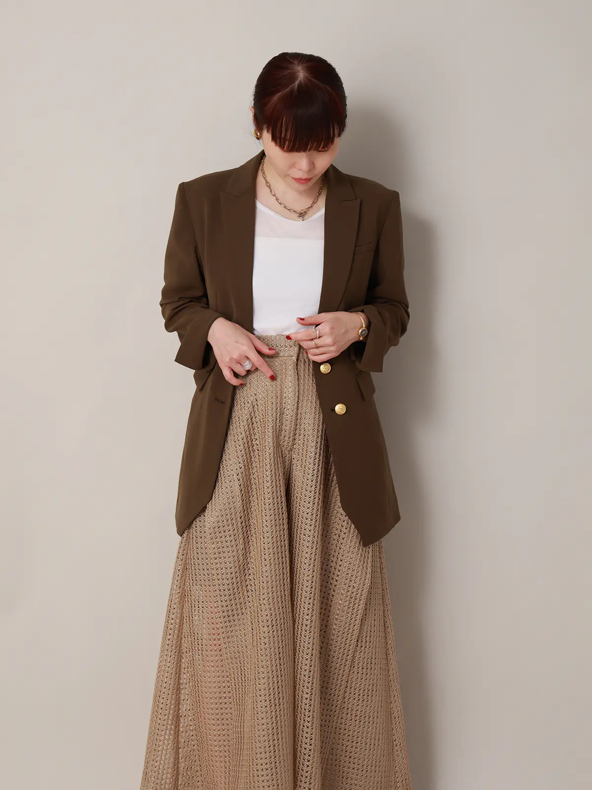 【2/23 23:59までWEB先行販売中】CIS./ベルテッドテーラードジャケット/無地 ブラウン 36(7号)