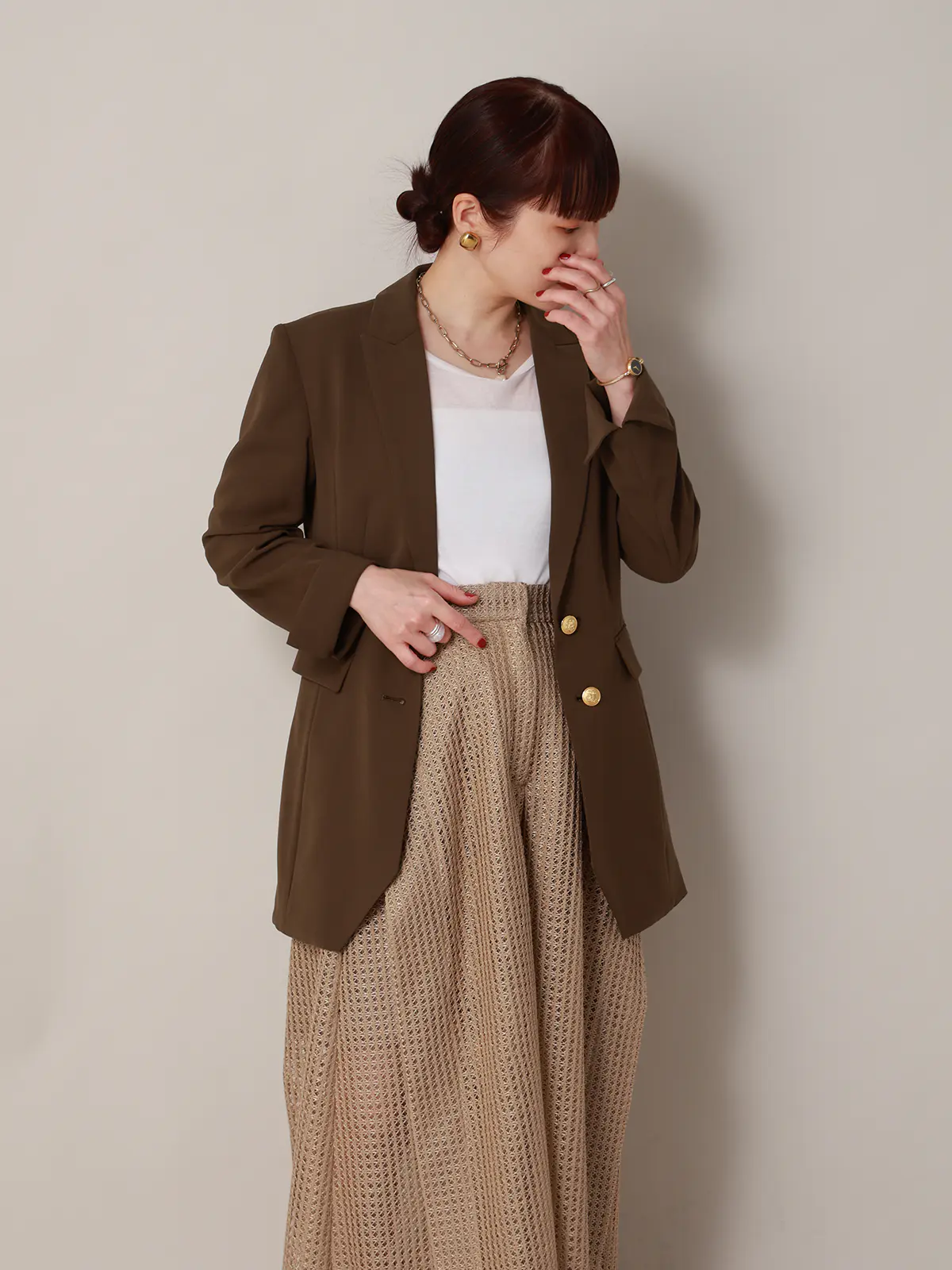 【2/23 23:59までWEB先行販売中】CIS./ベルテッドテーラードジャケット/無地 ブラウン 36(7号)