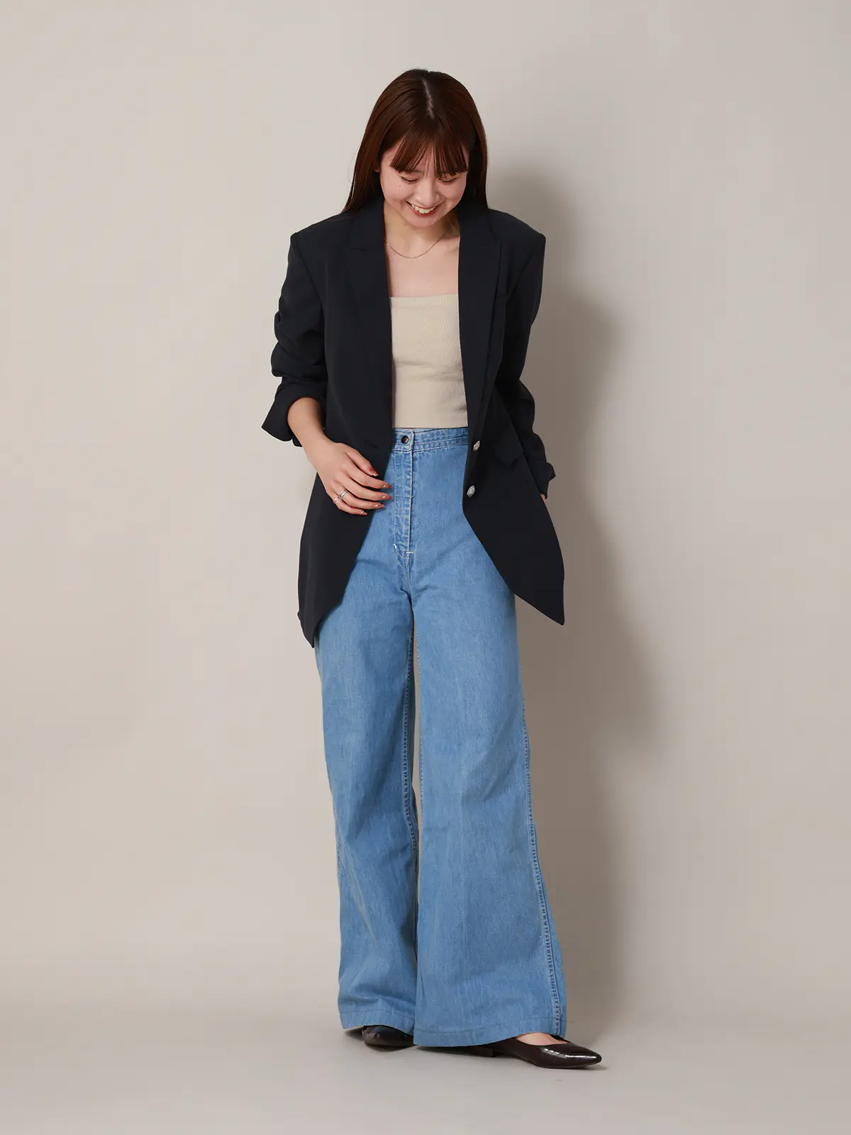 【2／23　23:59までWEB先行販売中】CIS.／ベルテッドテーラードジャケット／無地 ネイビー 36(7号）