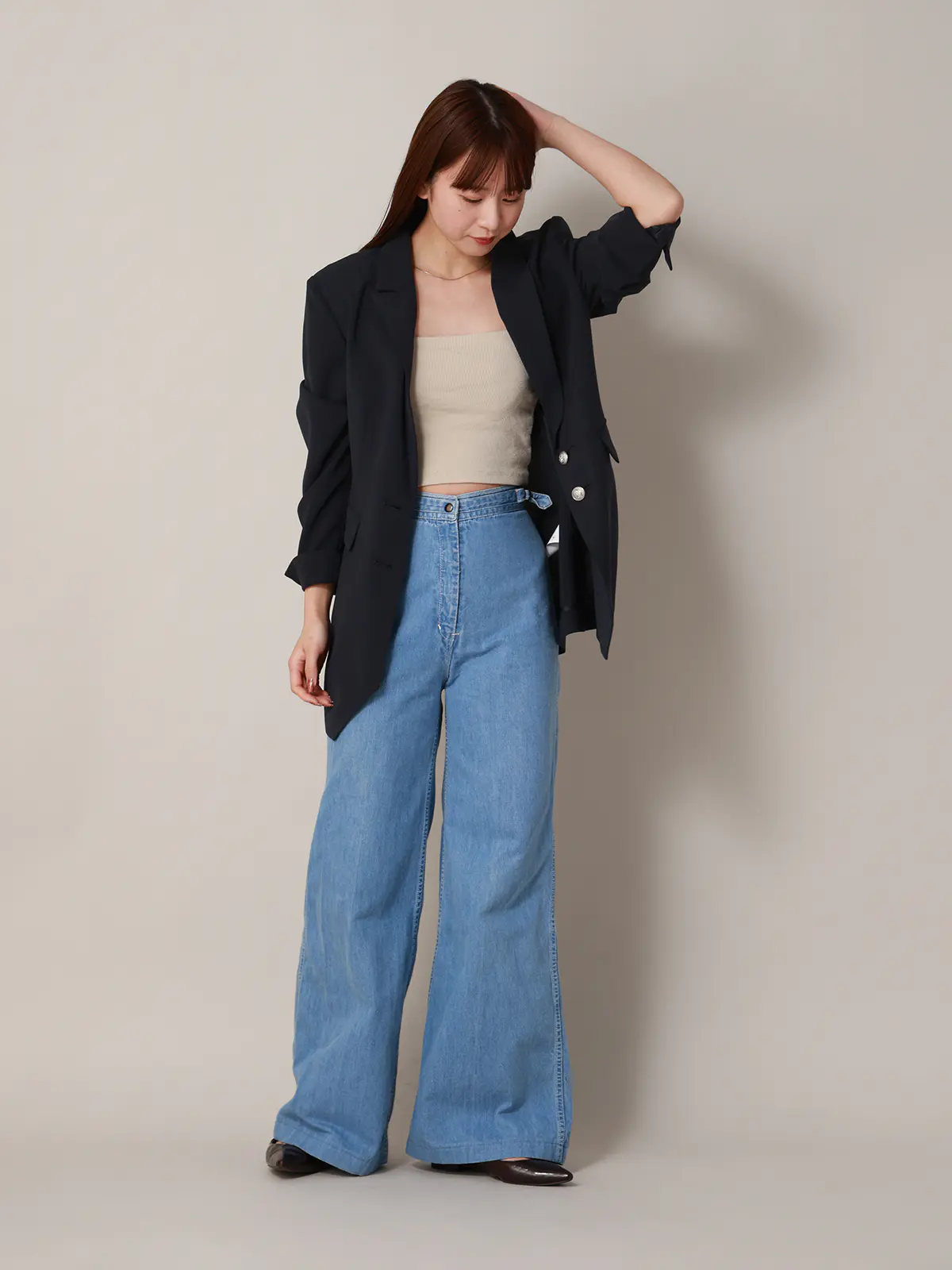 【2／23　23:59までWEB先行販売中】CIS.／ベルテッドテーラードジャケット／無地 ネイビー 36(7号）