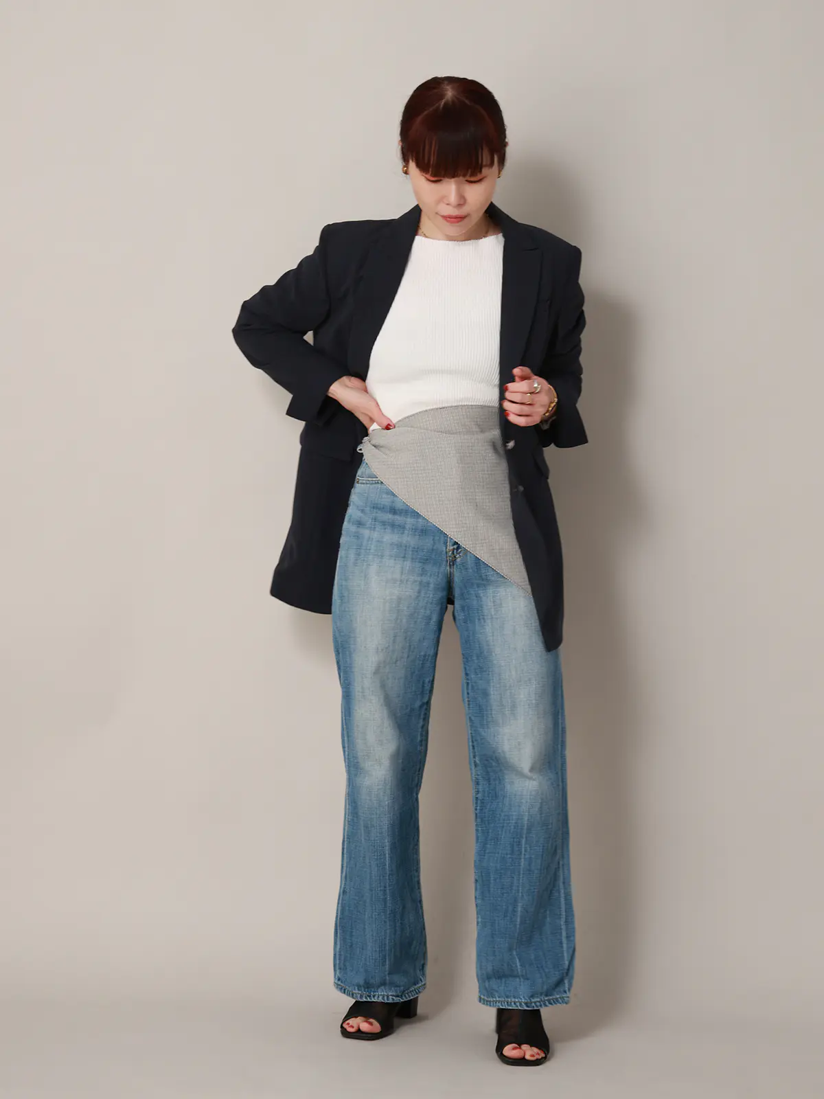 【2／23　23:59までWEB先行販売中】CIS.／ベルテッドテーラードジャケット／無地 ネイビー 36(7号）