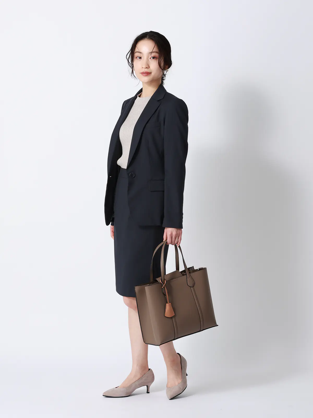 ジャケット／ウォッシャブル／ギャバストレッチ／無地 ネイビー 34(5号）