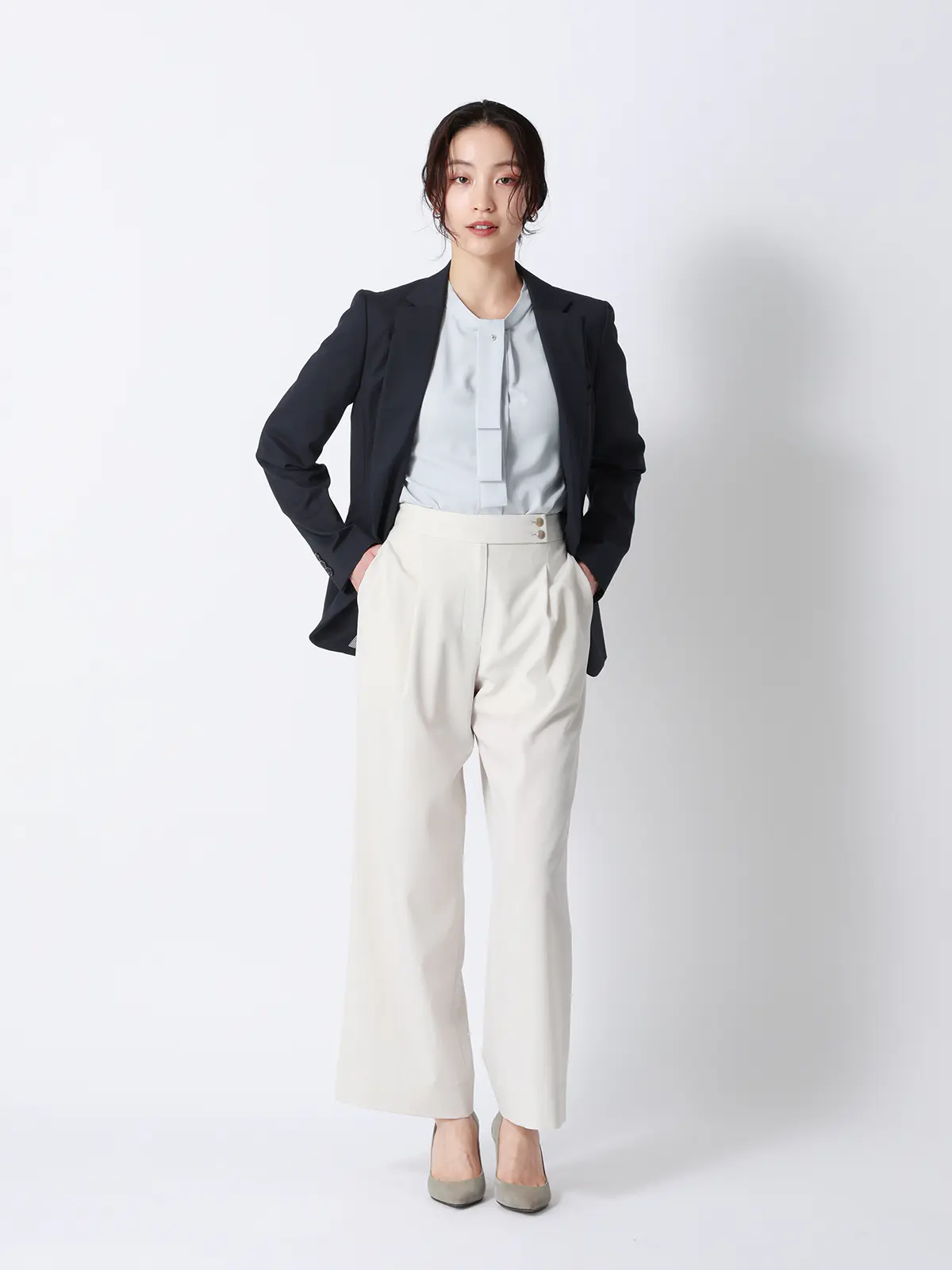 ジャケット／ウォッシャブル／ギャバストレッチ／無地 ネイビー 34(5号）