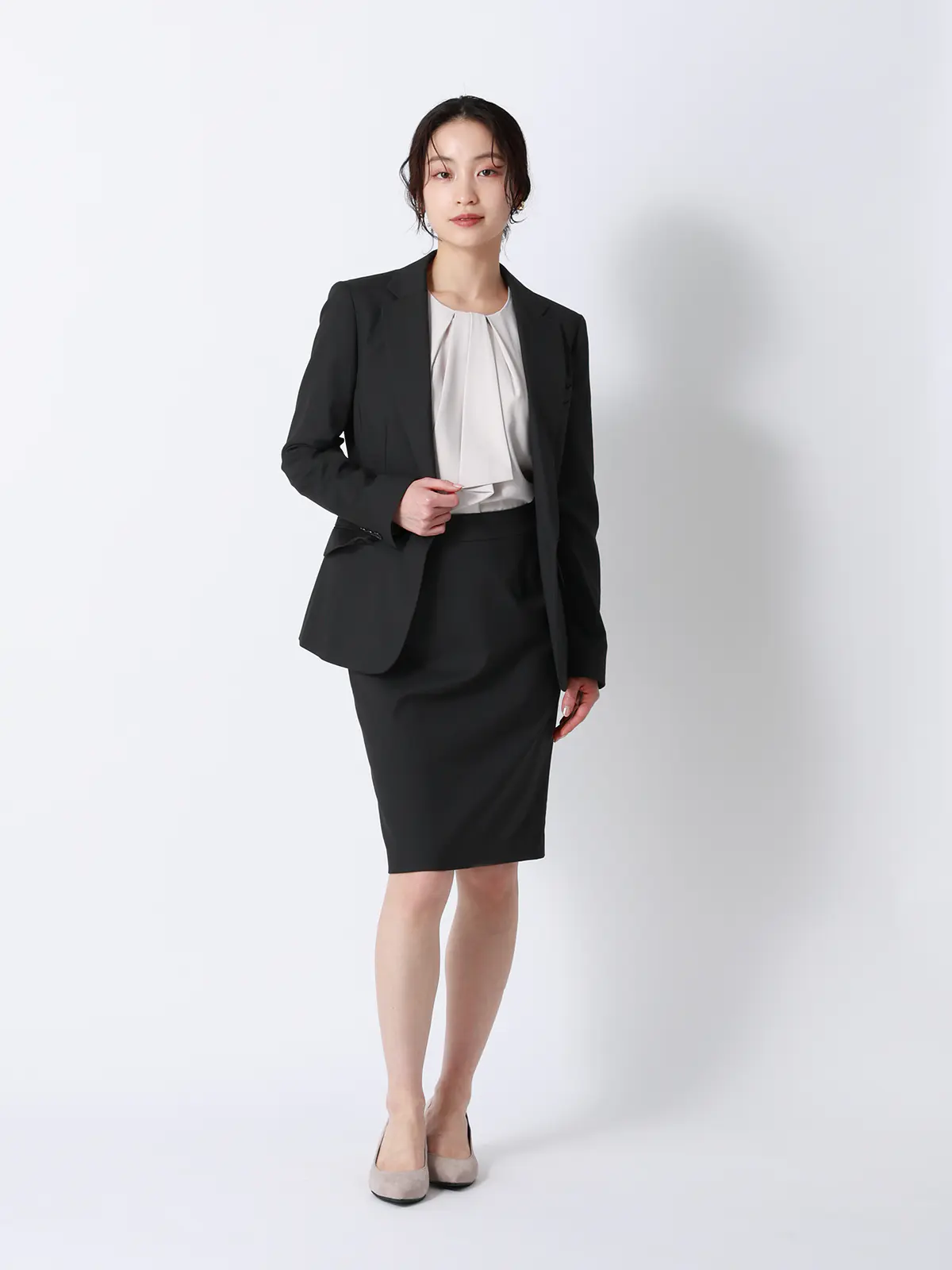 ジャケット／ウォッシャブル／ギャバストレッチ／無地 ブラック 34(5号）