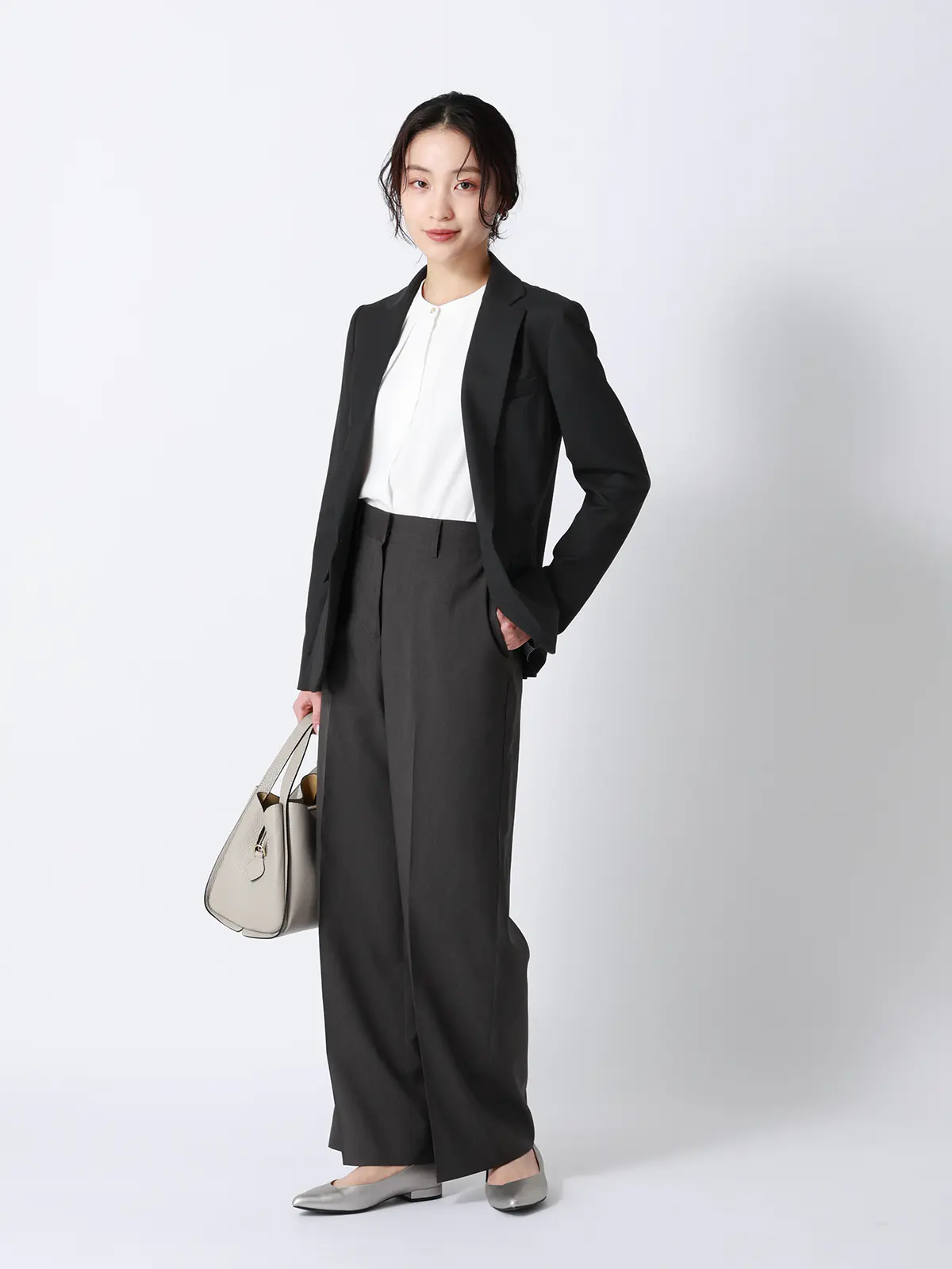 ジャケット／ウォッシャブル／ギャバストレッチ／無地 ブラック 34(5号）