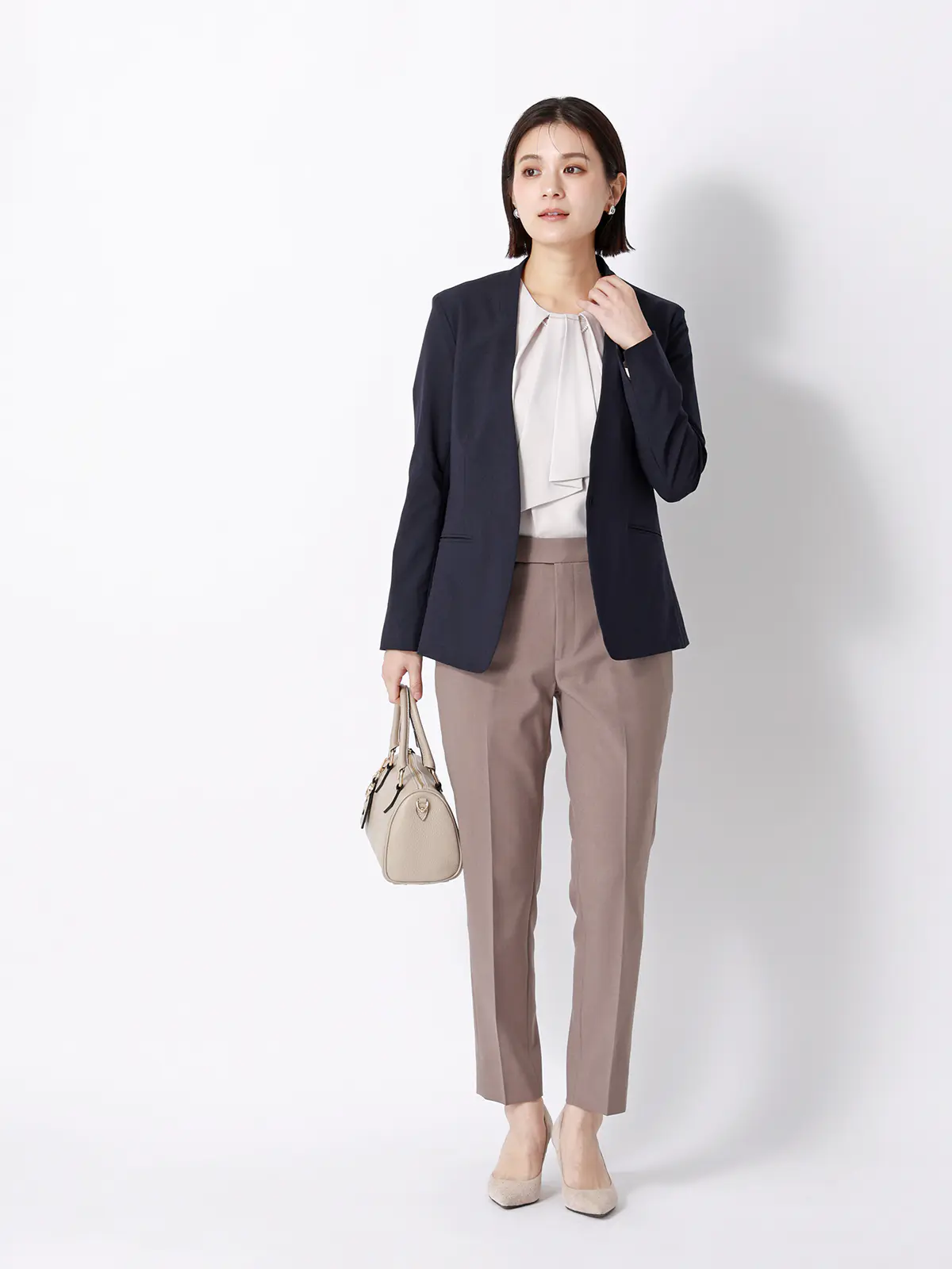 ジャケット/Vカラー/ウォッシャブル/ストレッチ/UVカット/TRトロピカル/無地 ネイビー 36(7号)