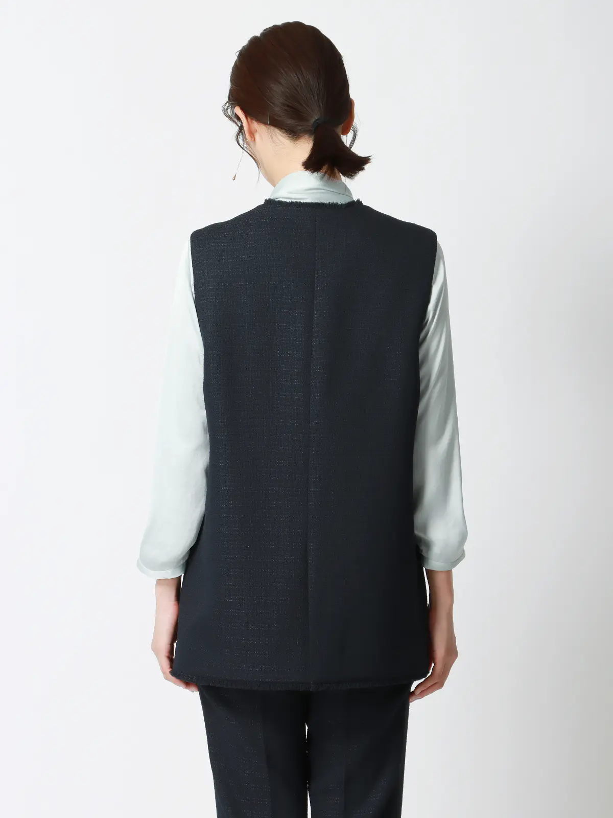 フリンジⅤカラージレ/ハンドウォッシュ/ツイード/織柄 ネイビー 38(9号)