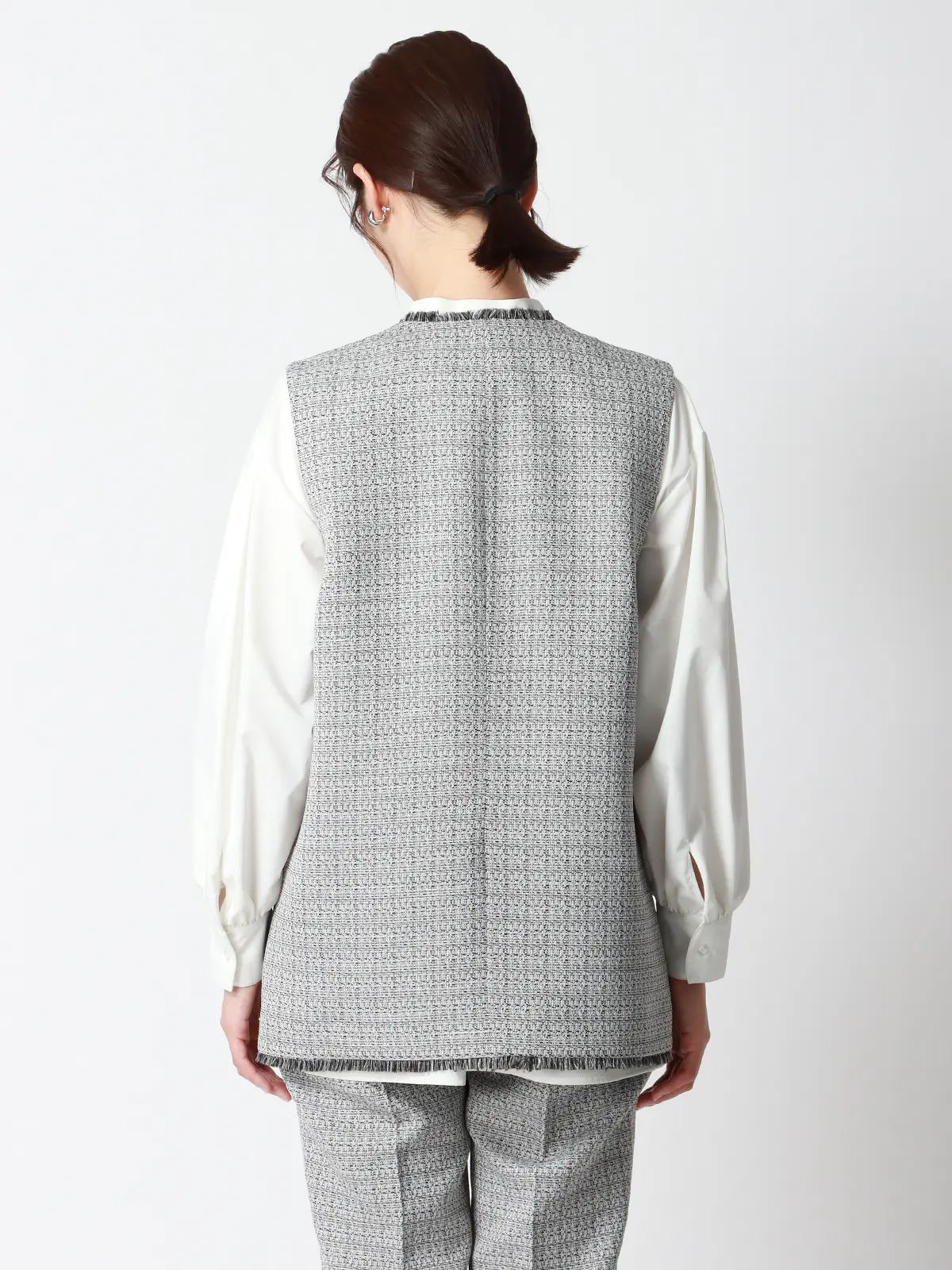 フリンジⅤカラージレ／ハンドウォッシュ／ツイード／織柄 ホワイト 38(9号）