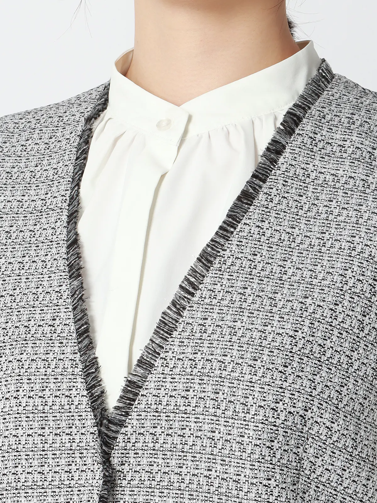 フリンジⅤカラージレ／ハンドウォッシュ／ツイード／織柄 ホワイト 38(9号）