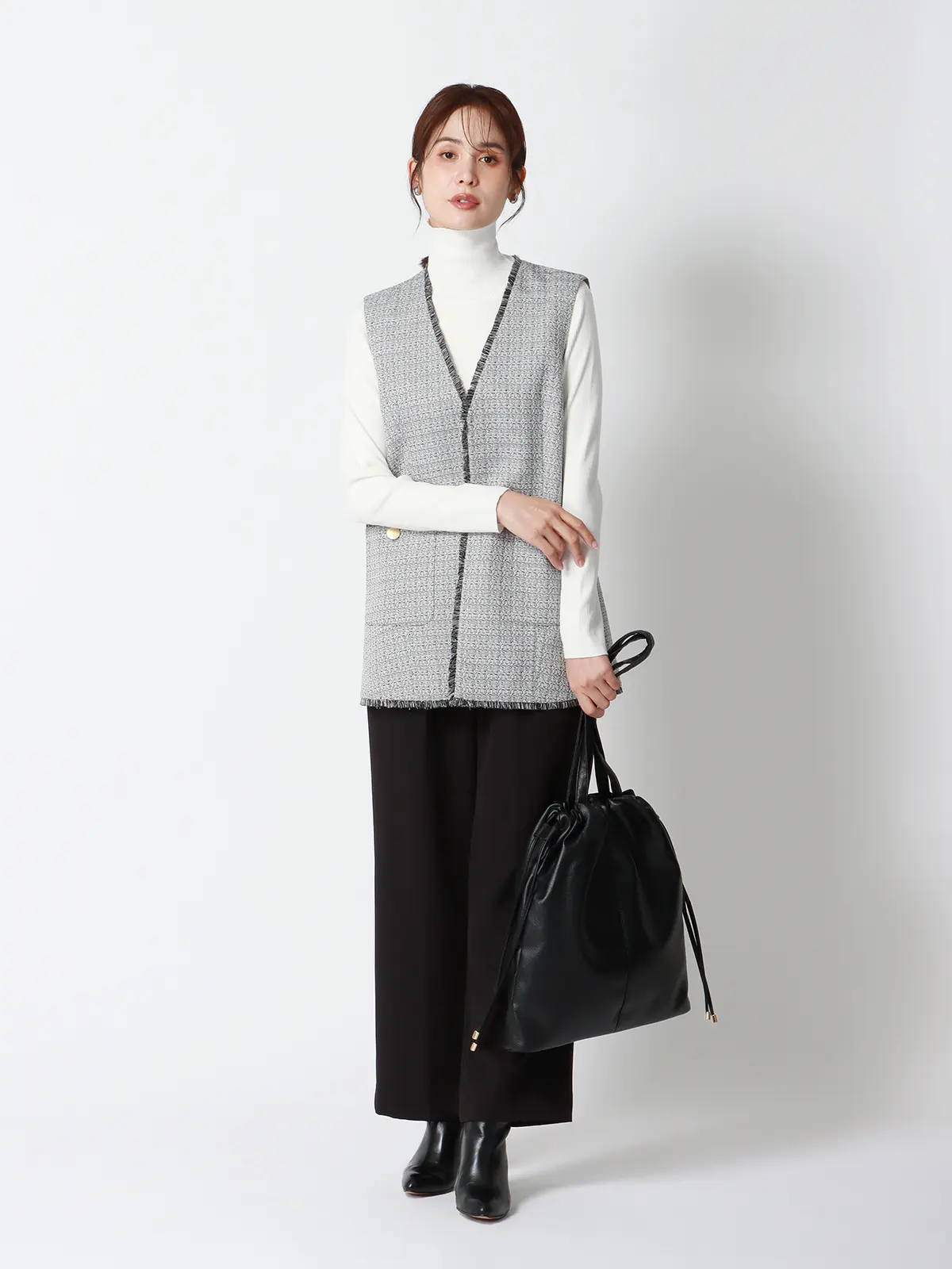 フリンジⅤカラージレ／ハンドウォッシュ／ツイード／織柄 ホワイト 38(9号）