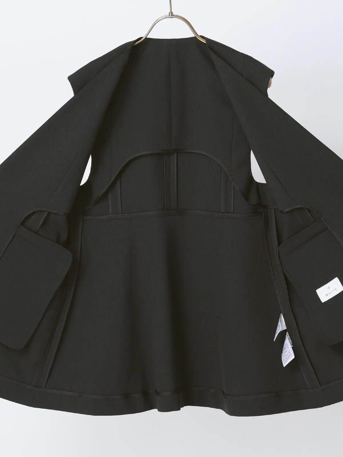 ペプラムジレ／ウォッシャブル／ストレッチ／シャンブレーツイル／無地／anysy グレー 40(11号）