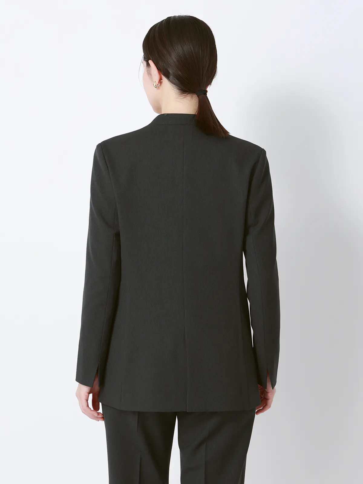 ジャケット／Vカラー／ウォッシャブル／ストレッチ／シャンブレーツイル／無地／anysy グレー 36(7号）