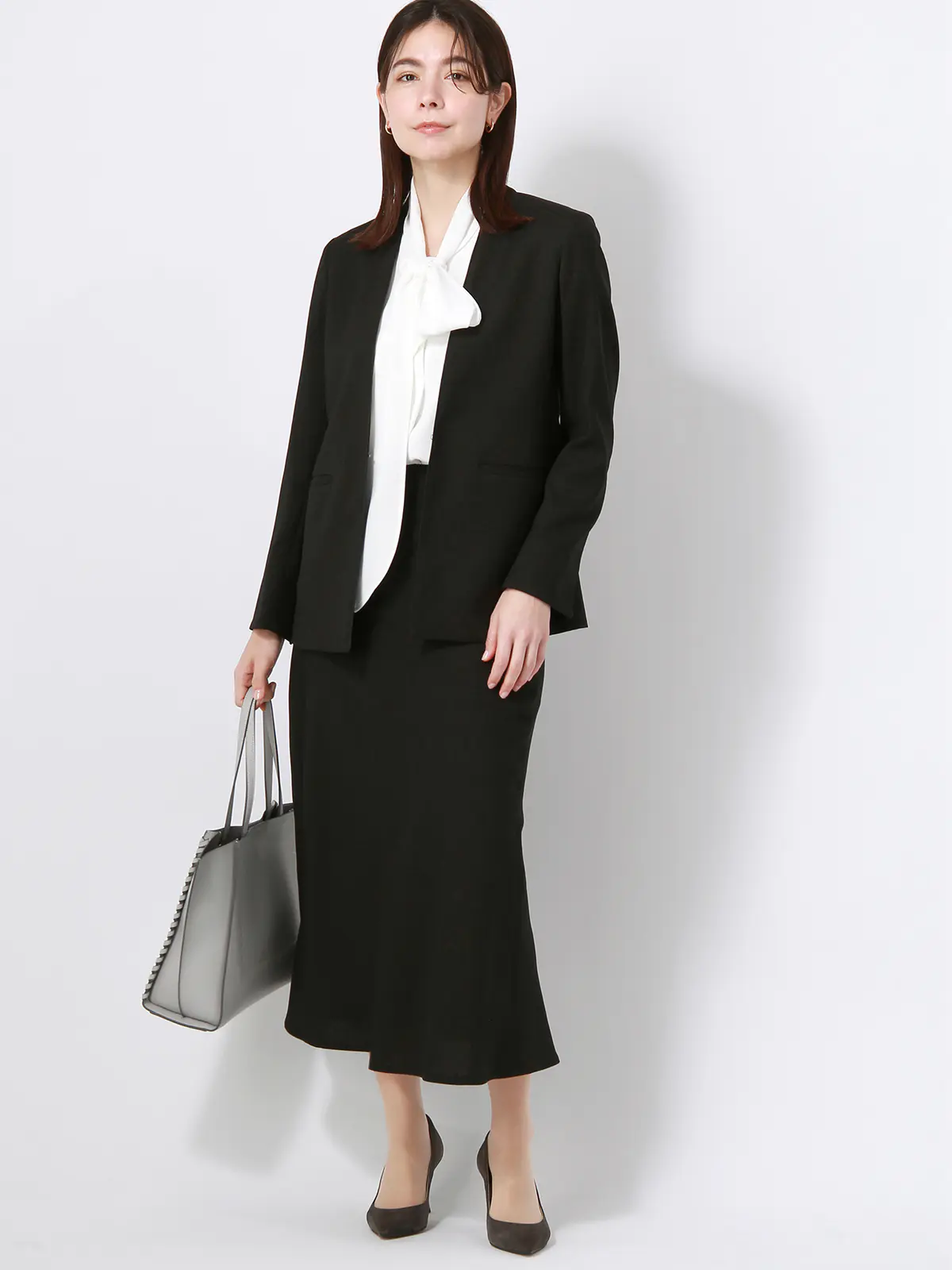 【訳アリ商品】ジャケット/ノーカラー/ウォッシャブル/抗菌/防臭/スラブオックスストレッチ/無地 ブラック 38(9号)