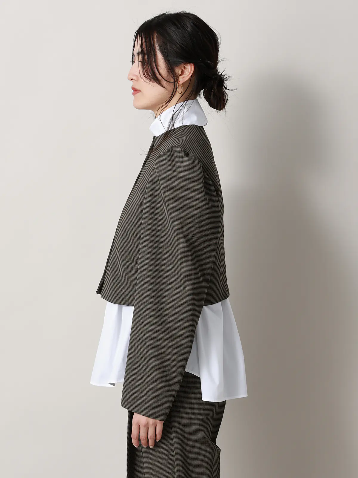 【2／23　23:59までWEB先行販売中】CIS.／ショートジャケット／ハウンドトゥース グレー 36(7号）