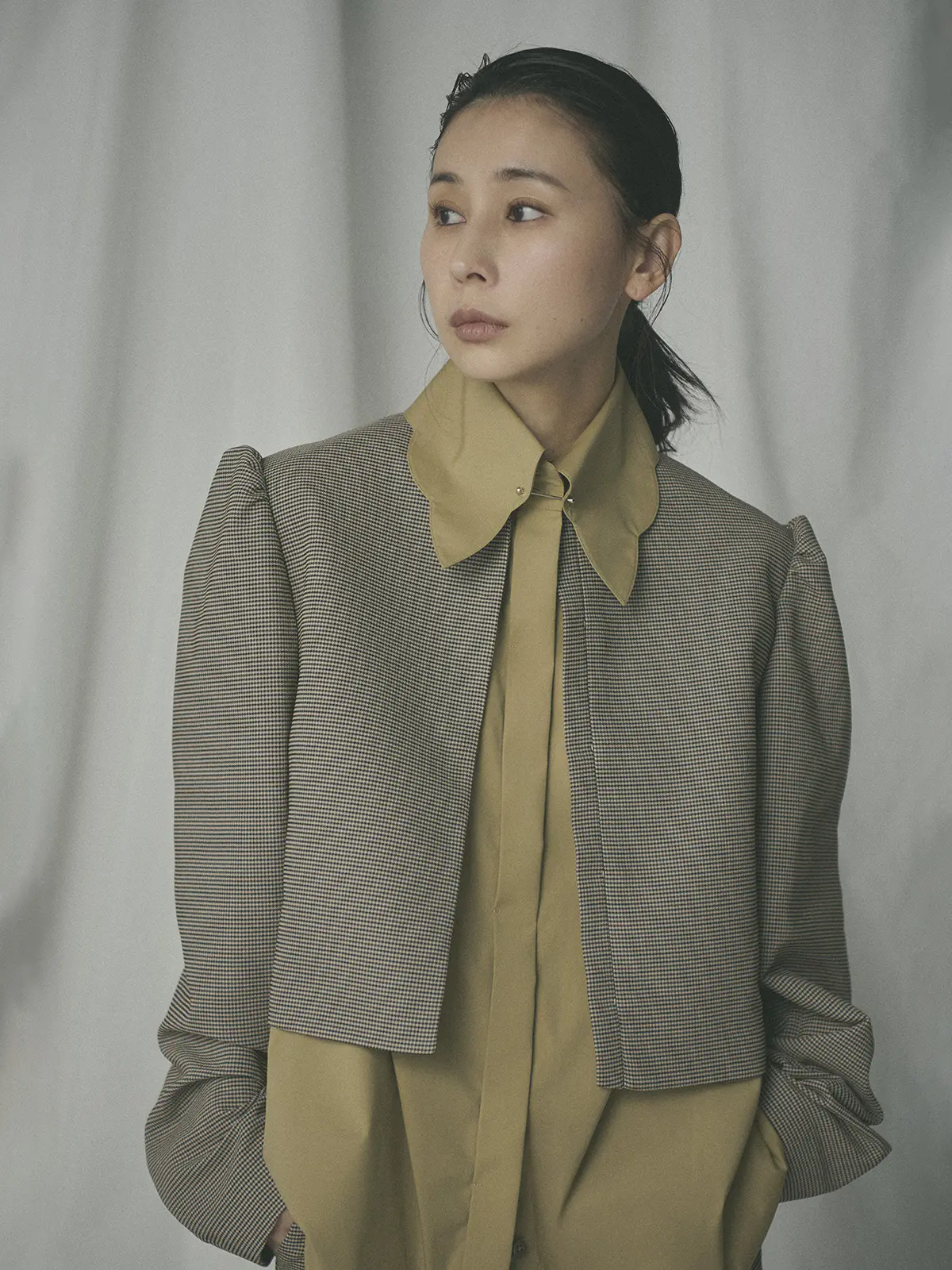 【2／23　23:59までWEB先行販売中】CIS.／ショートジャケット／ハウンドトゥース ベージュ 36(7号）