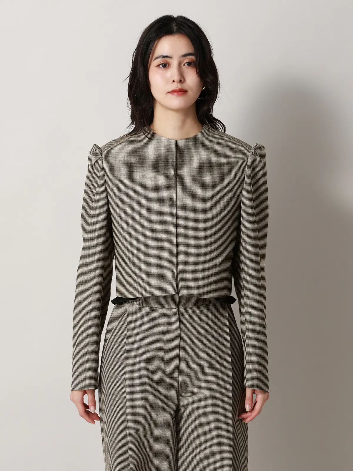 【2／23　23:59までWEB先行販売中】CIS.／ショートジャケット／ハウンドトゥース ベージュ 36(7号）