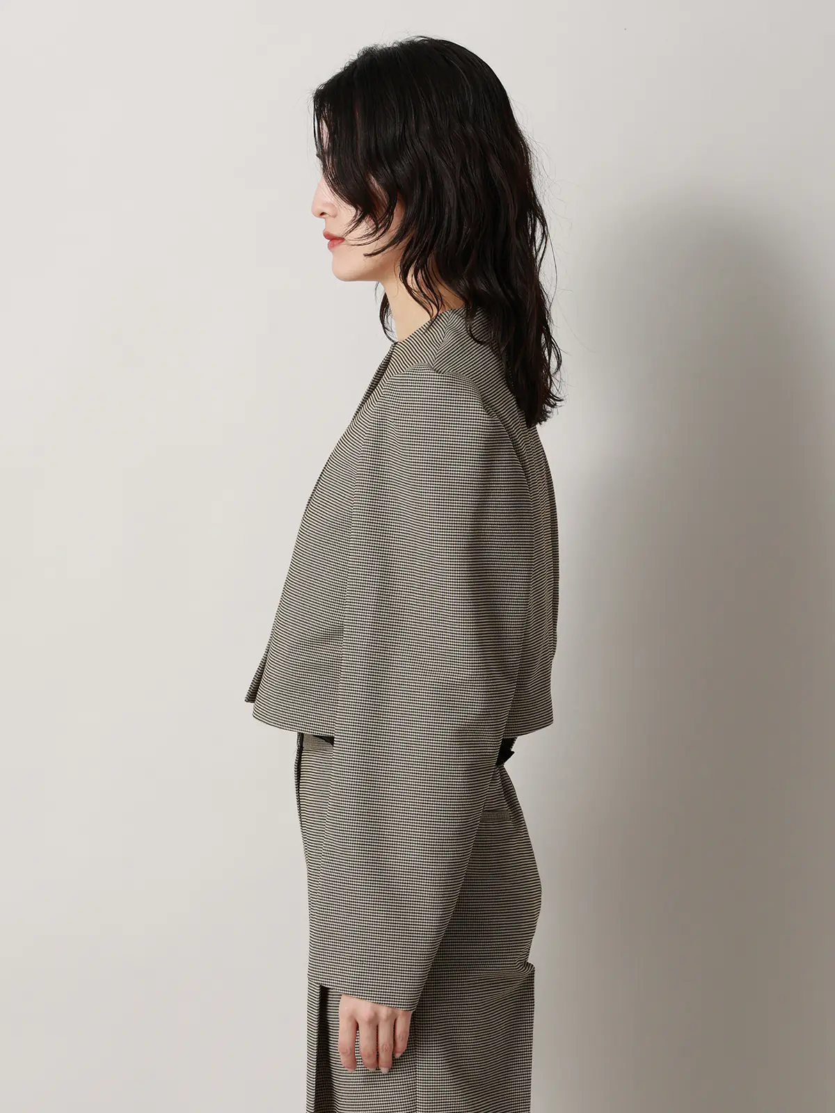 【2／23　23:59までWEB先行販売中】CIS.／ショートジャケット／ハウンドトゥース ベージュ 36(7号）