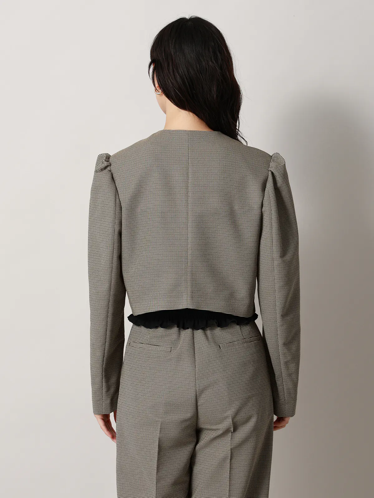 【2／23　23:59までWEB先行販売中】CIS.／ショートジャケット／ハウンドトゥース ベージュ 36(7号）