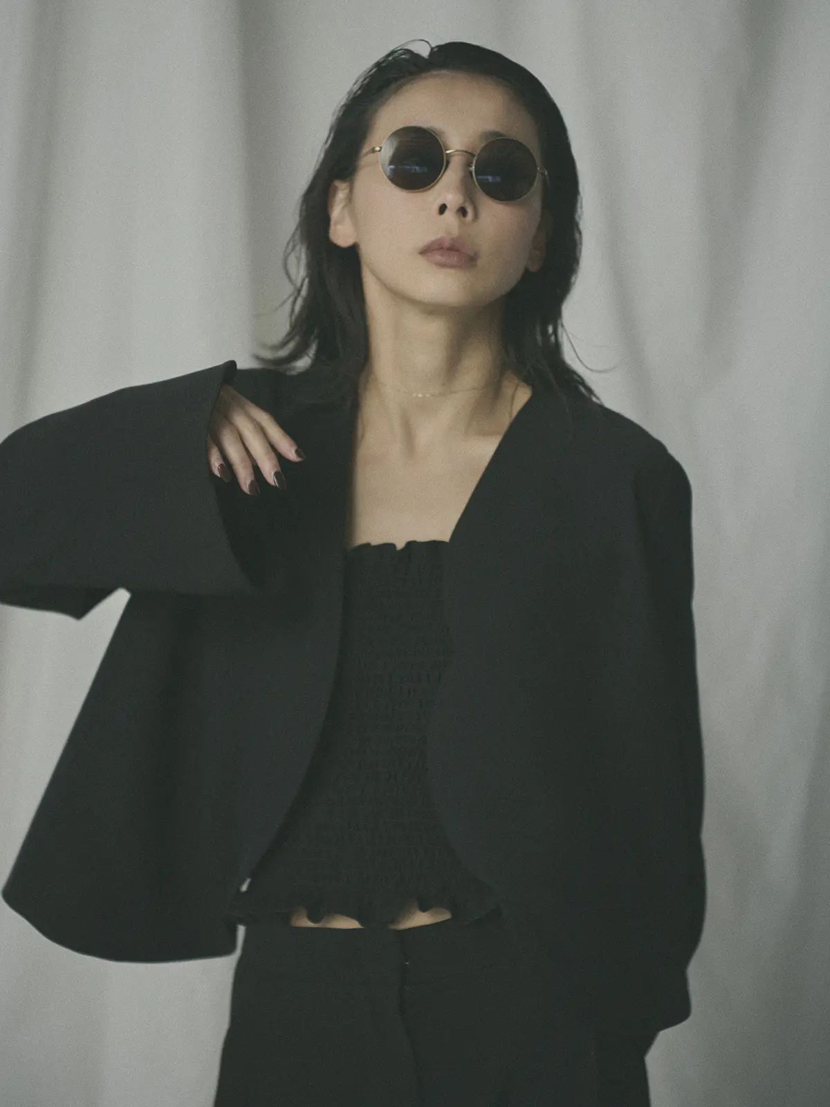 【2／23　23:59までWEB先行販売中】CIS.／カーブショートジャケット／無地 ブラック 36(7号）