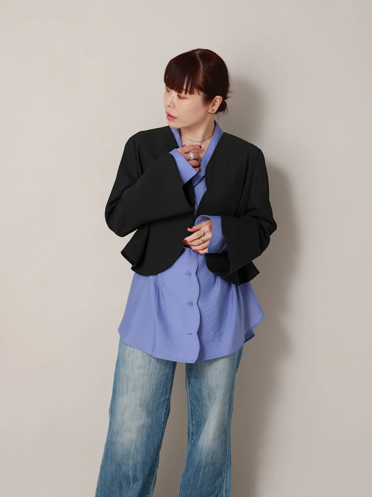 【2／23　23:59までWEB先行販売中】CIS.／カーブショートジャケット／無地 ブラック 36(7号）