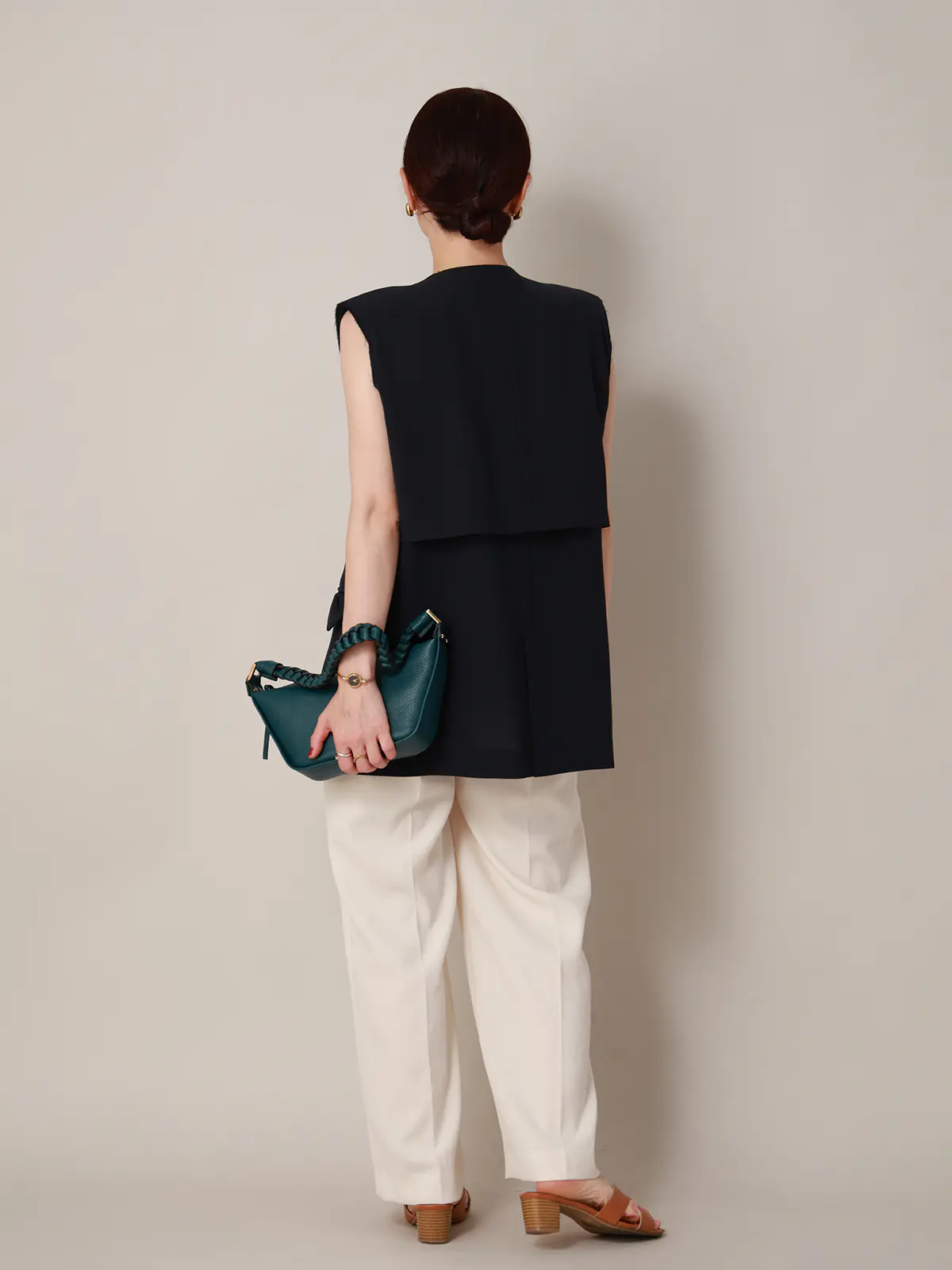 【2／23　23:59までWEB先行販売中】CIS.／リボンポケットジレ／無地 ネイビー 36(7号）