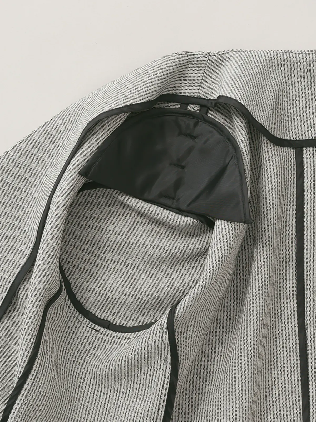 【2／23　23:59までWEB先行販売中】CIS.／ノーカラージャケット&スカーフ／ストライプ ブラック 36(7号）