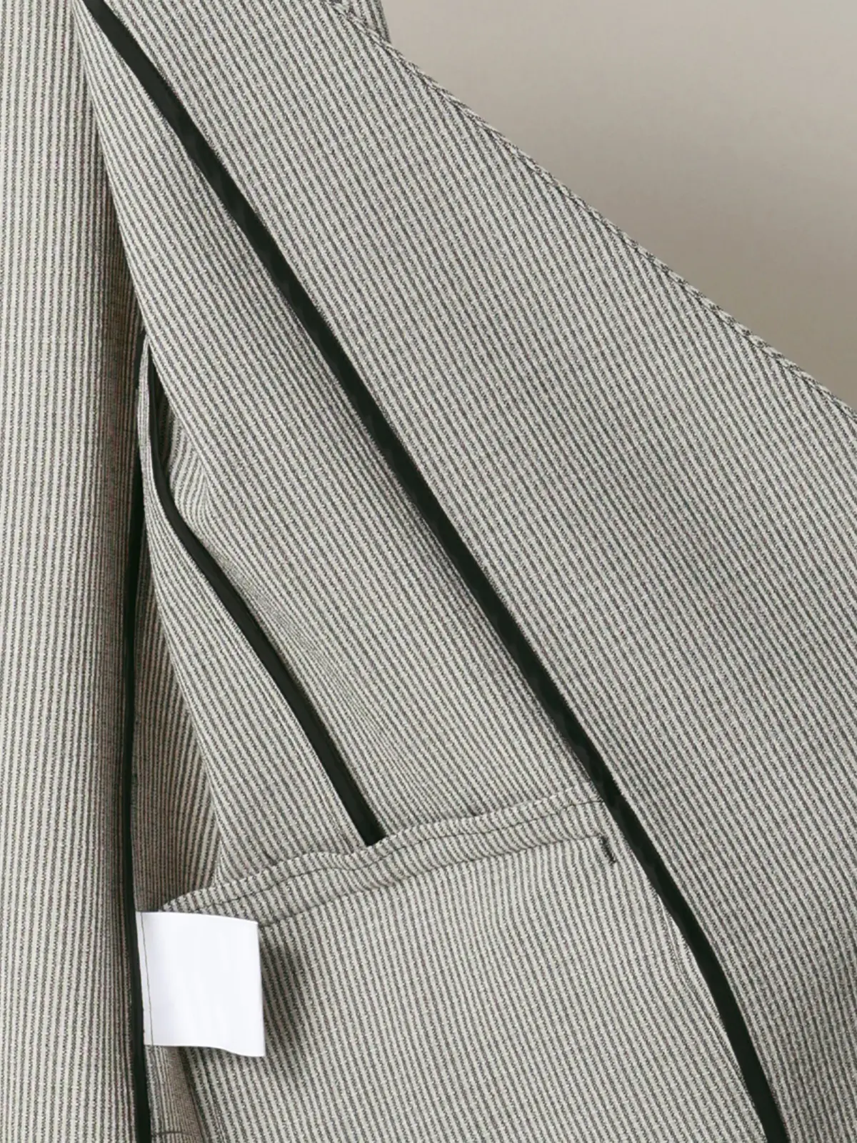 【2／23　23:59までWEB先行販売中】CIS.／ノーカラージャケット&スカーフ／ストライプ ブラック 36(7号）