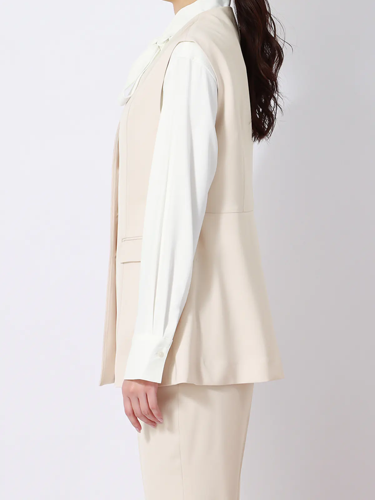 カセット服／ノーカラージレ／ウォッシャブル／抗菌／防臭／NOIEギャバ／ストレッチ／バックフレア ピンク系 38(9号）