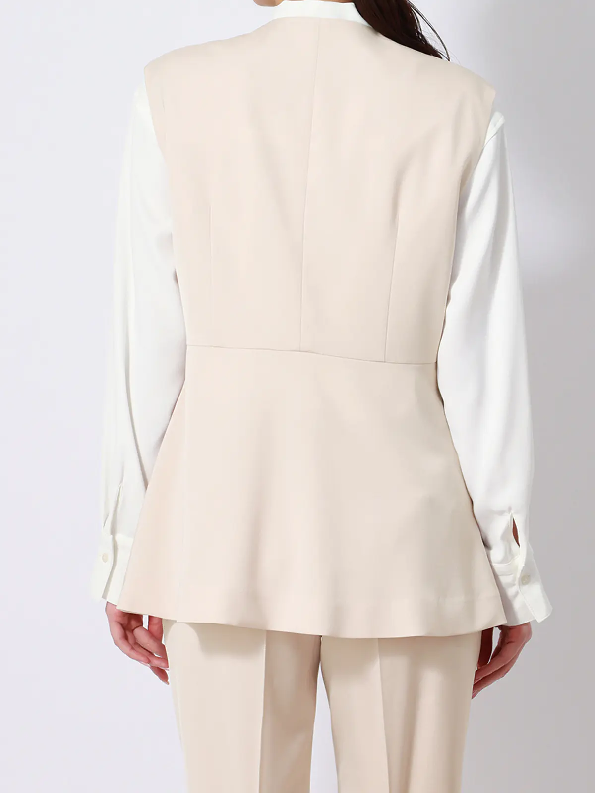 カセット服／ノーカラージレ／ウォッシャブル／抗菌／防臭／NOIEギャバ／ストレッチ／バックフレア ピンク系 38(9号）