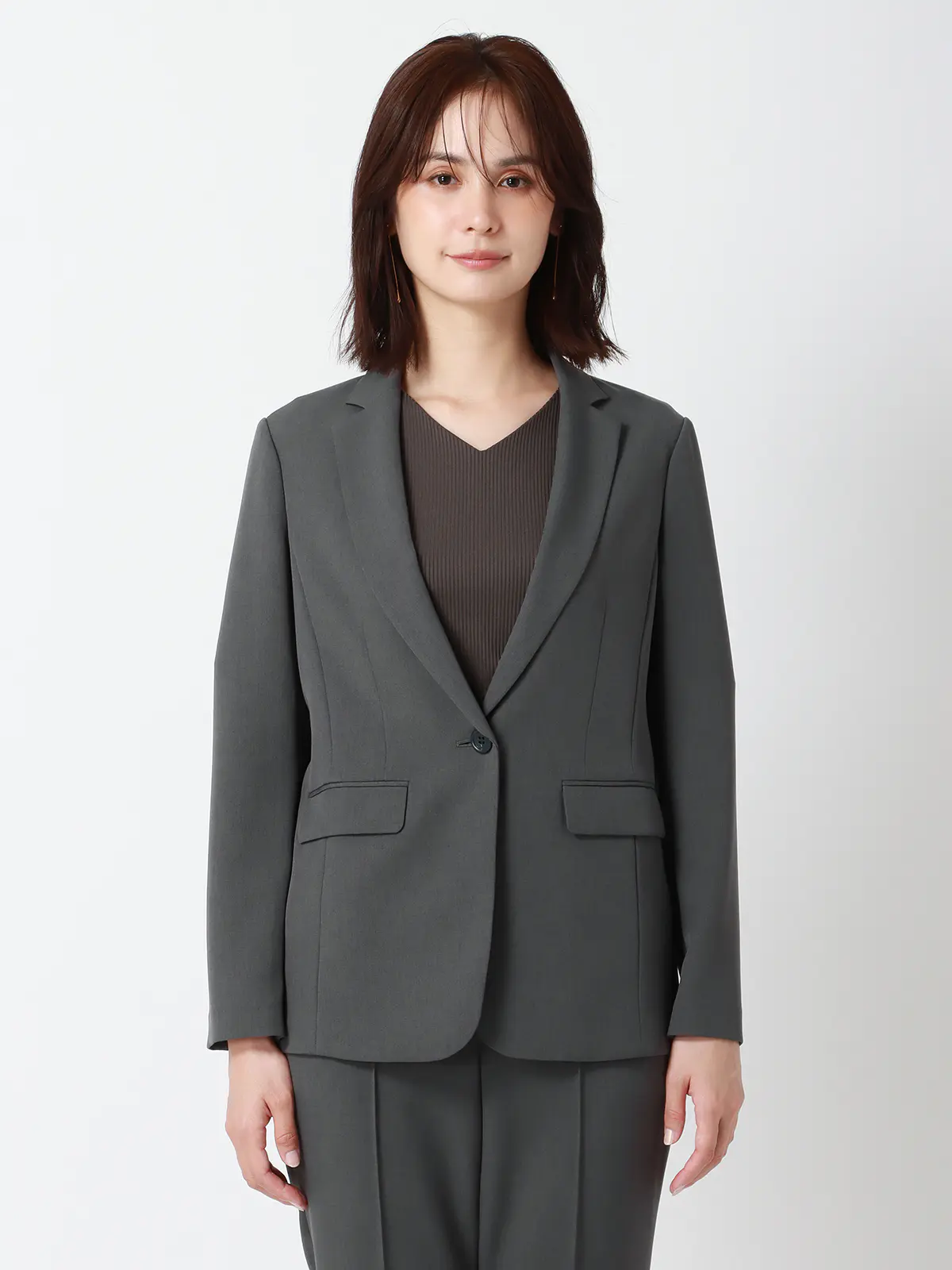PERFORMANCE SUIT／ジャケット＆パンツセットアップ／ウォッシャブル／ストレッチ／無地 グレー 36(7号）