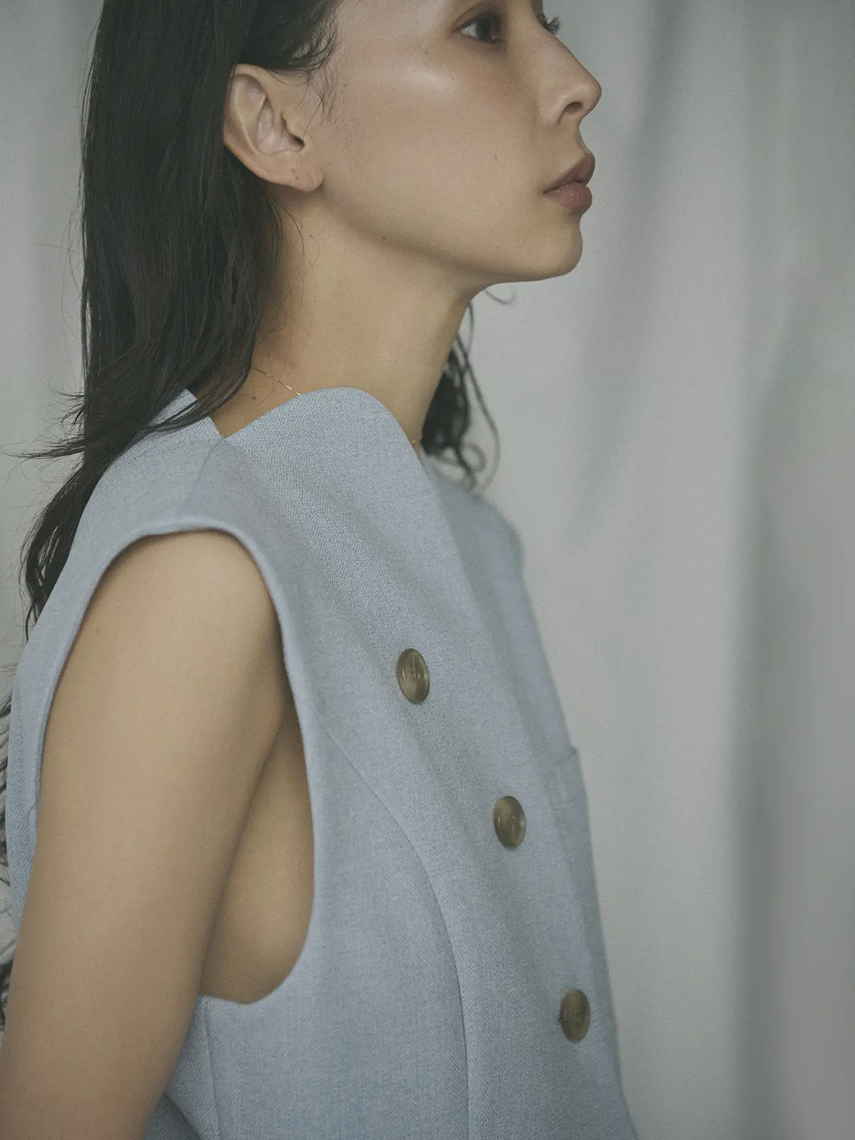 【2／23　23:59までWEB先行販売中】CIS．／ノーカラージレ／ヘリンボーン サックス 36(7号）