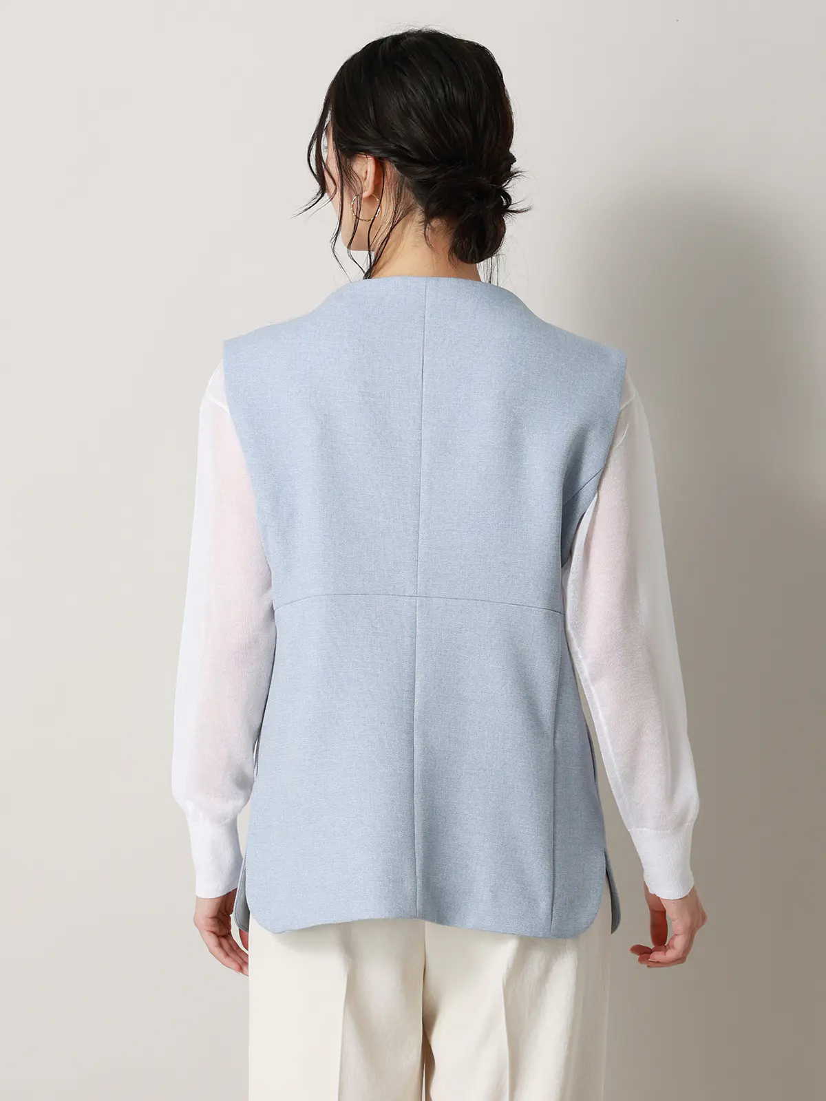 【2／23　23:59までWEB先行販売中】CIS．／ノーカラージレ／ヘリンボーン サックス 36(7号）