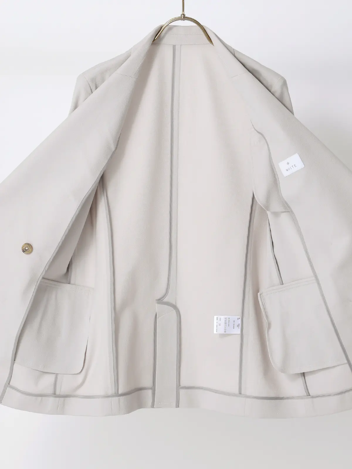 CHANTOWA／ダブルブレストジャケット／ウォッシャブル／ドビーストレッチ／織柄 グレージュ 36(7号）