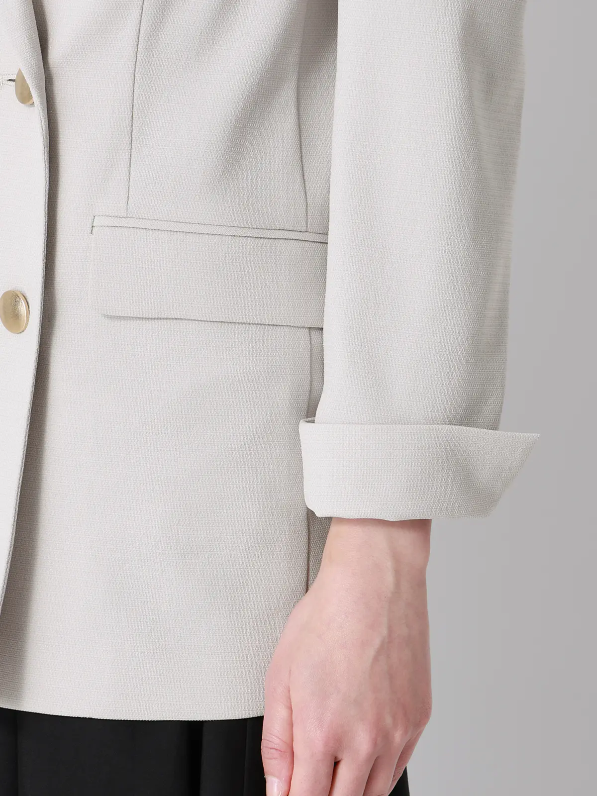 CHANTOWA／ダブルブレストジャケット／ウォッシャブル／ドビーストレッチ／織柄 グレージュ 36(7号）