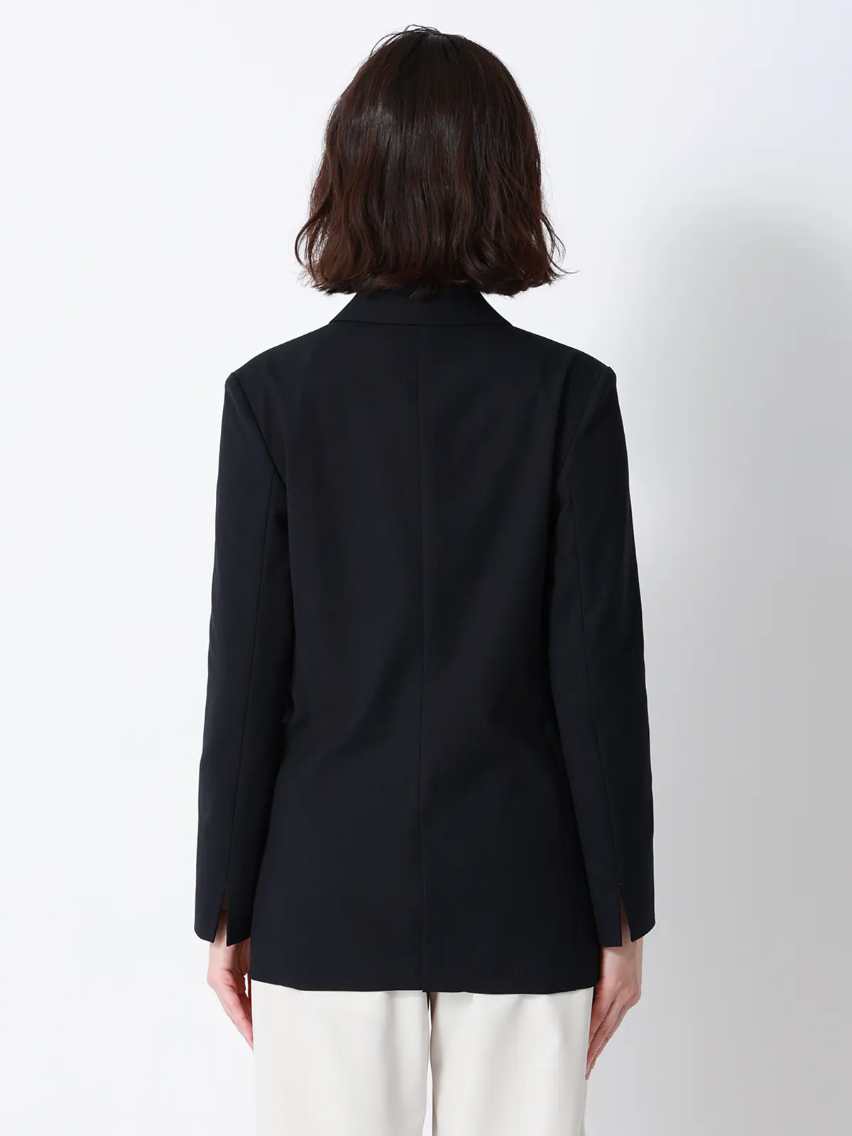 CHANTOWA／ダブルブレストジャケット／ウォッシャブル／ドビーストレッチ／織柄 ネイビー 40(11号）