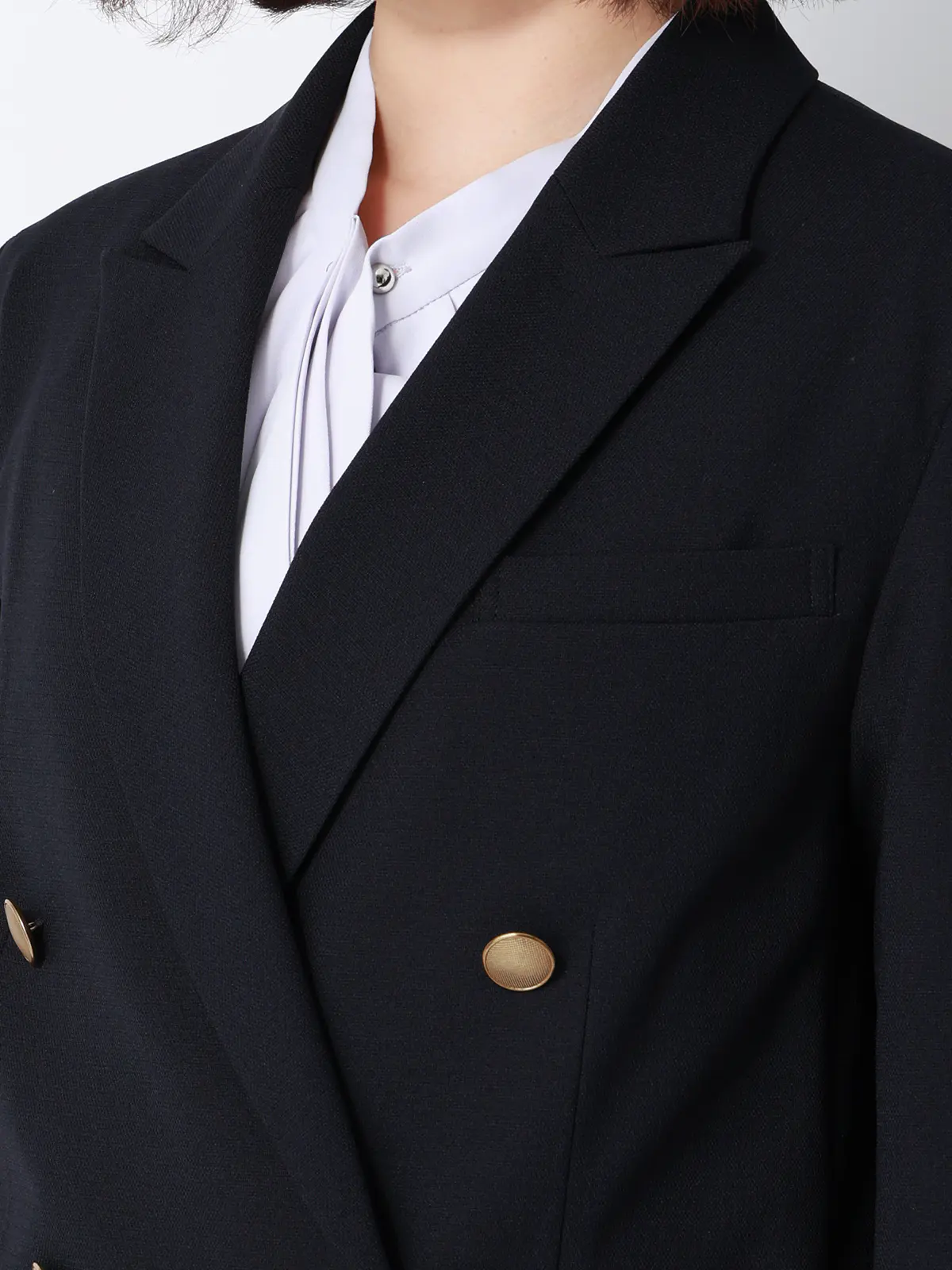 CHANTOWA／ダブルブレストジャケット／ウォッシャブル／ドビーストレッチ／織柄 ネイビー 40(11号）