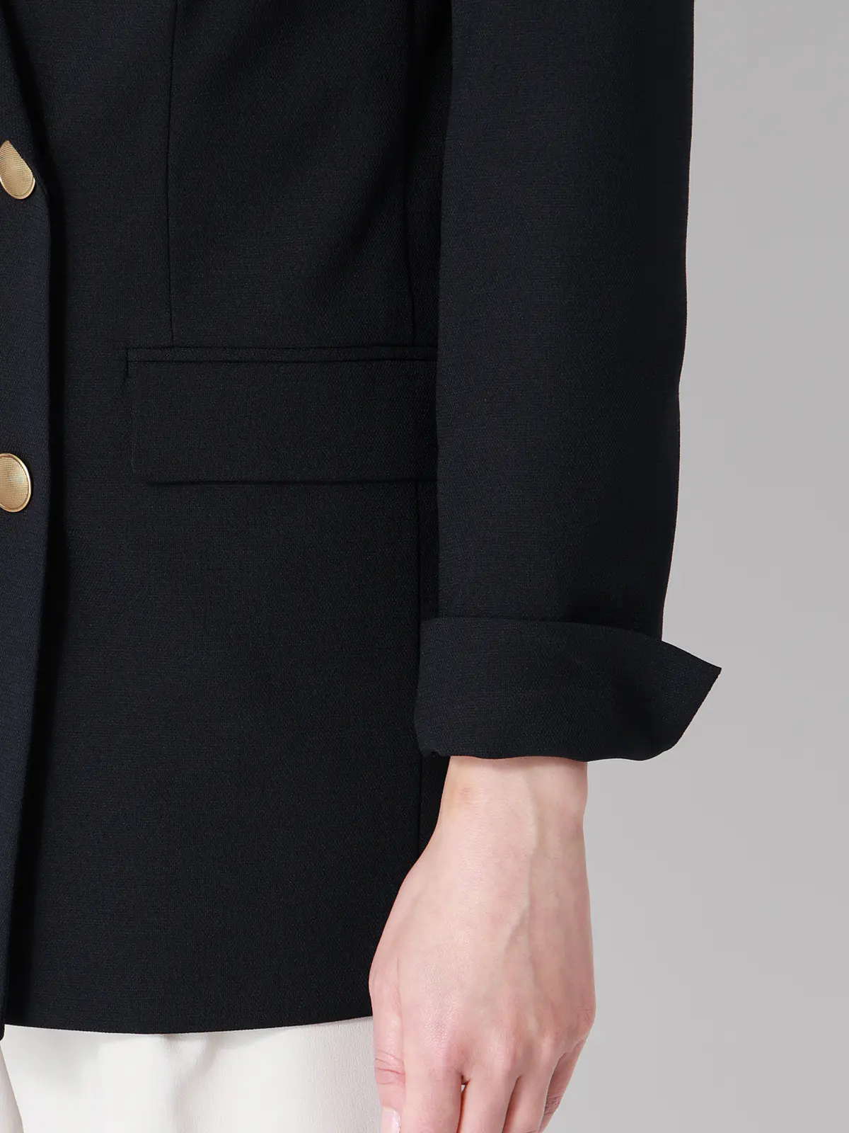 CHANTOWA／ダブルブレストジャケット／ウォッシャブル／ドビーストレッチ／織柄 ネイビー 40(11号）