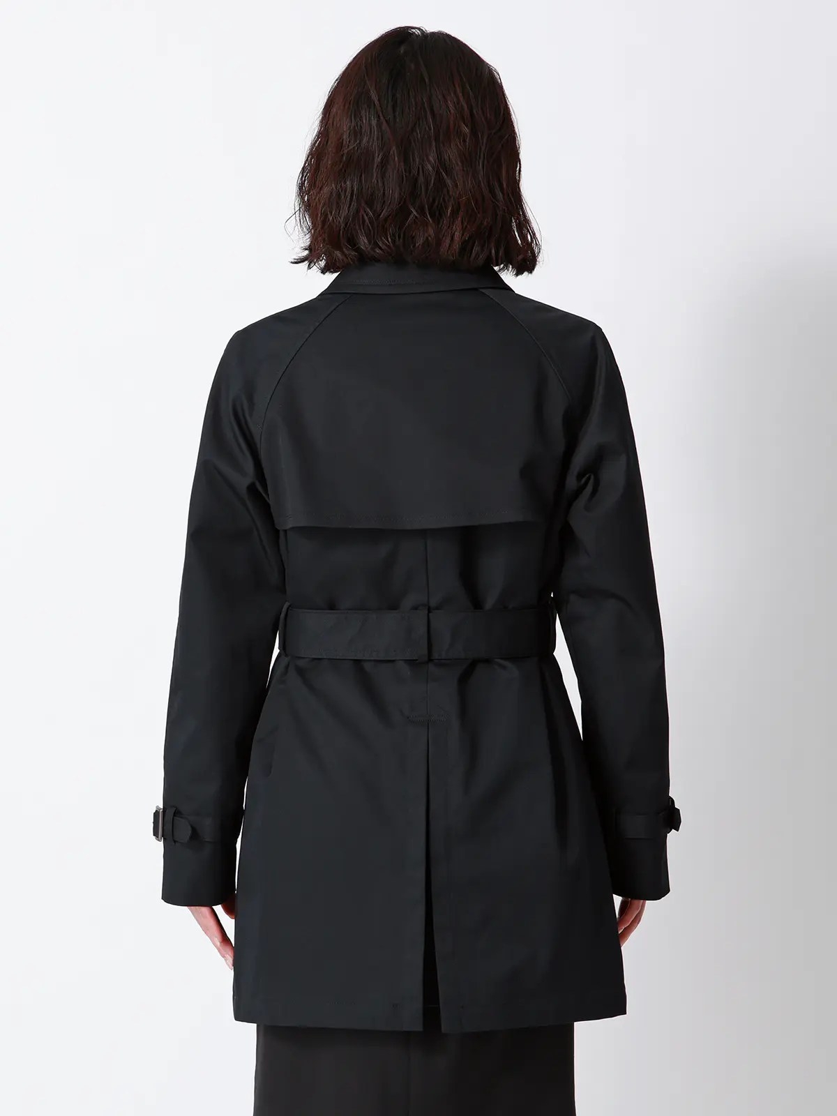ショートトレンチコート／撥水／軽量／コットンポリエステル／無地／キルティングライナー付き ブラック S