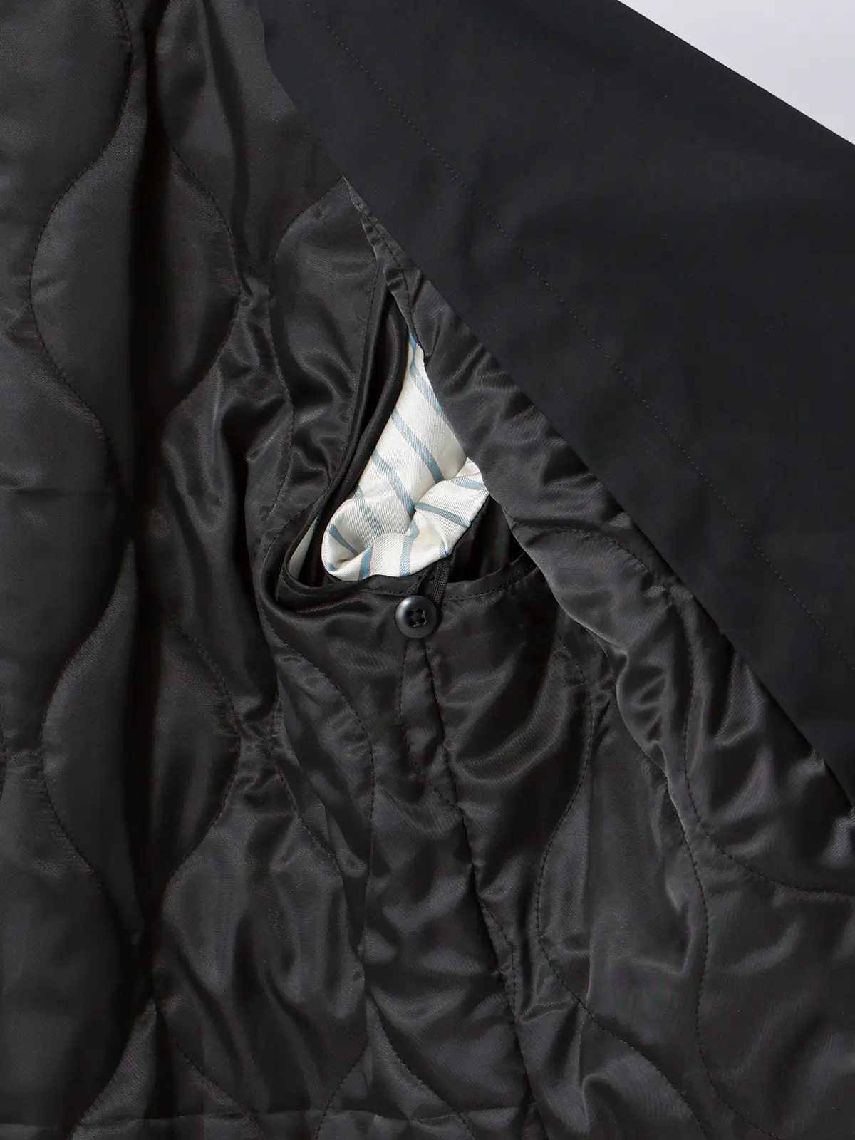 ショートトレンチコート／撥水／軽量／コットンポリエステル／無地／キルティングライナー付き ブラック S