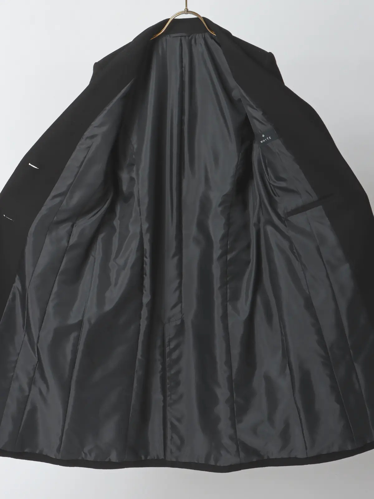 シングルチェスターコート/ウールライクジャージーメルトン/無地 ブラック 38(9号)