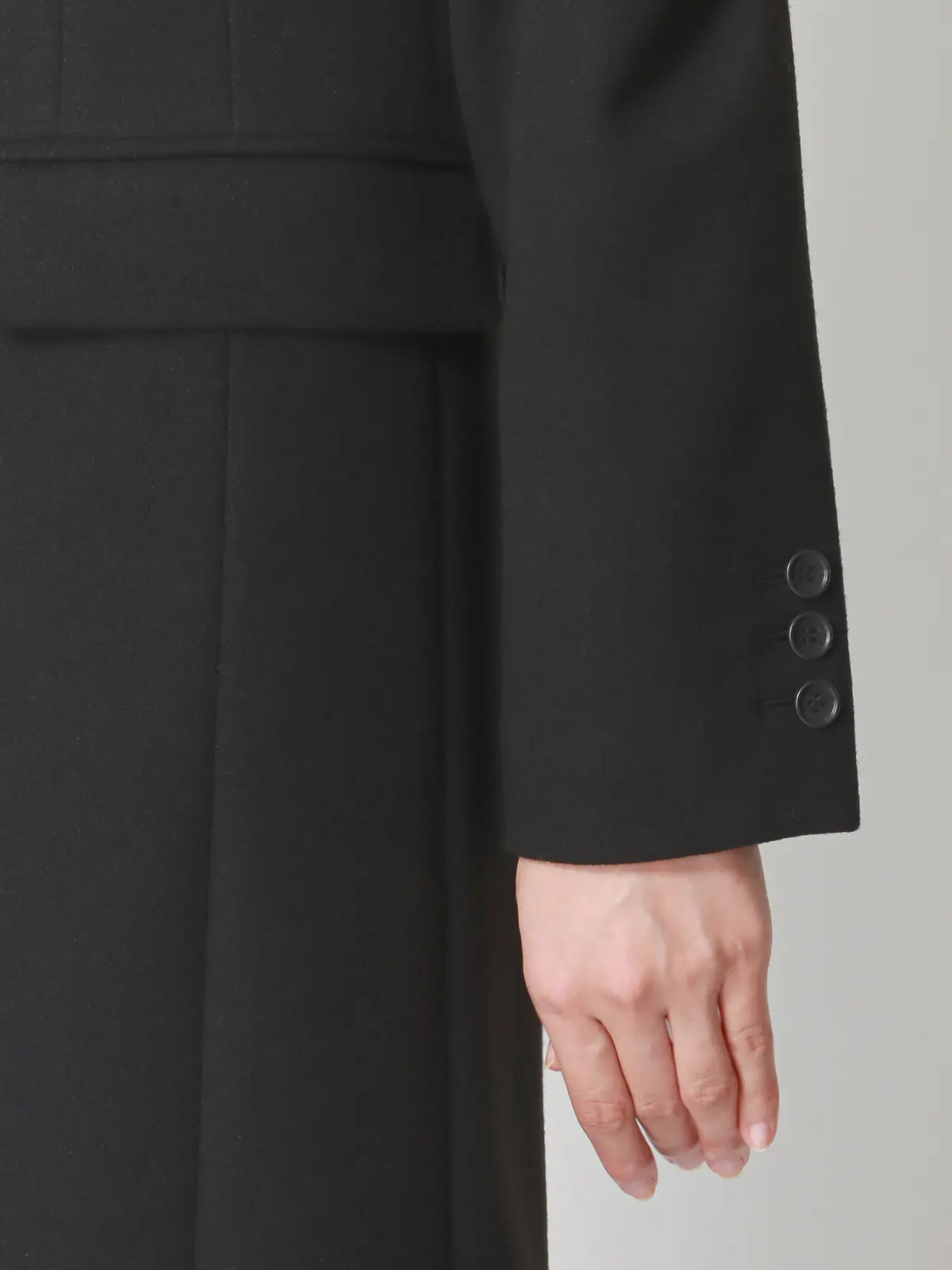 シングルチェスターコート/ウールライクジャージーメルトン/無地 ブラック 38(9号)