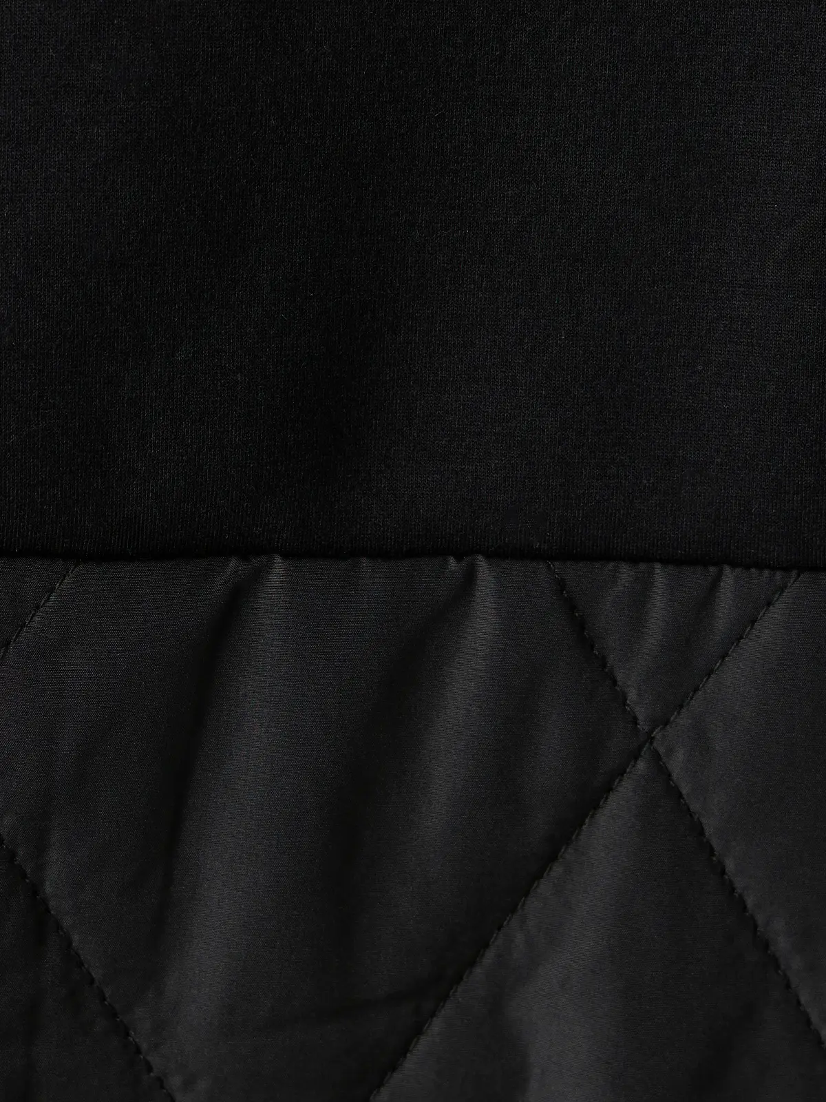 WEB限定/ノーカラーコート/ダンホールニット×キルティング/無地 ブラック 38(9号)