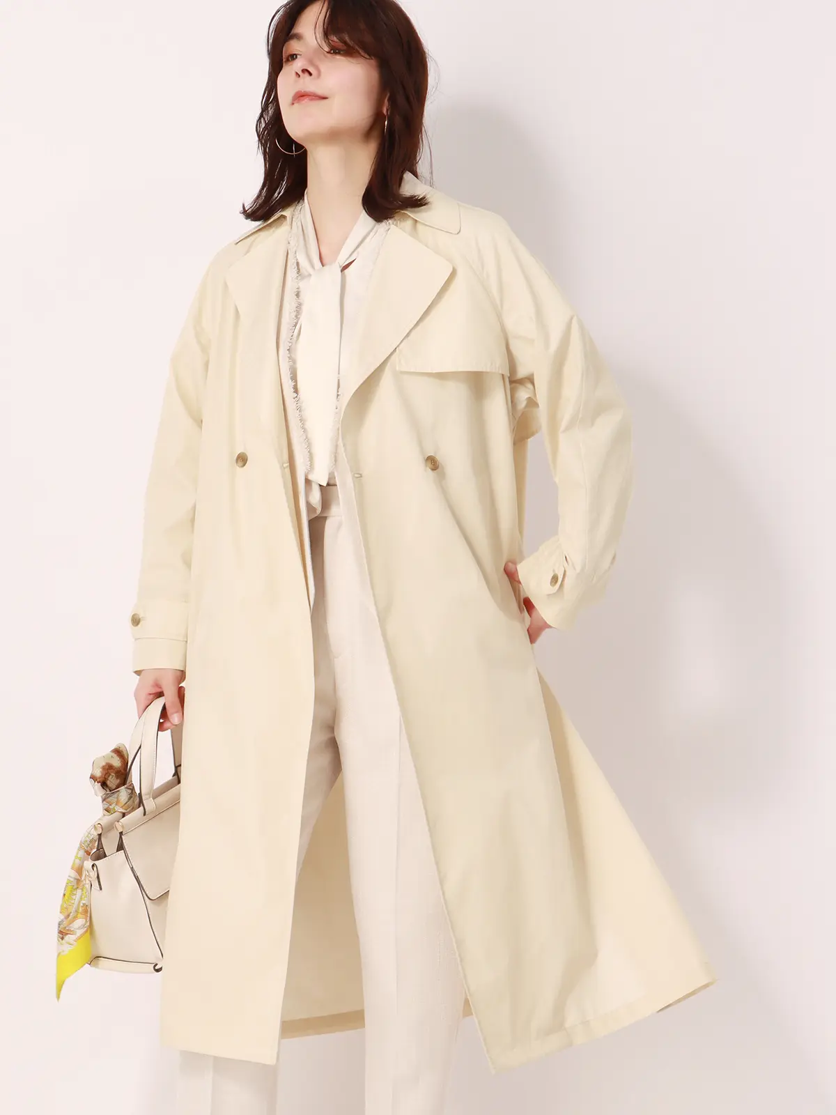 【訳アリ商品】ライトトレンチコート/撥水/無地 ベージュ 38(9号)