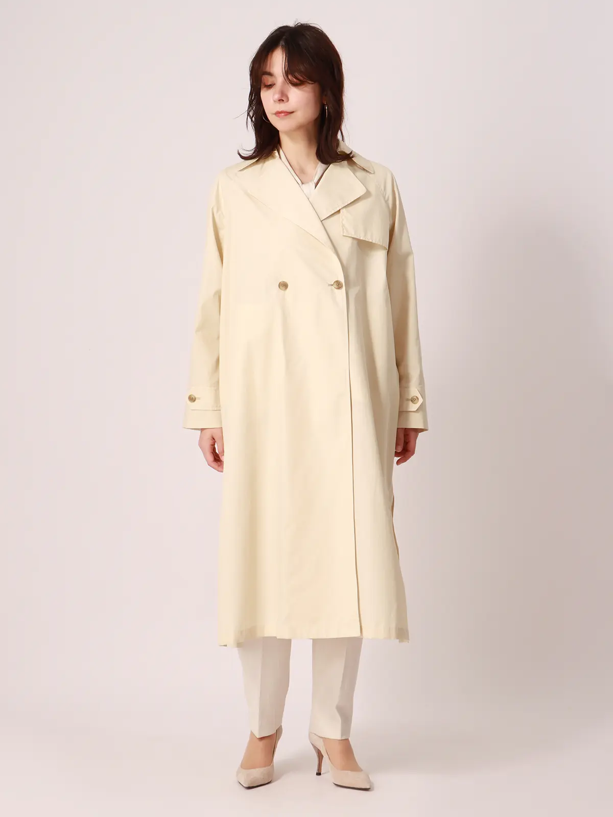 【訳アリ商品】ライトトレンチコート/撥水/無地 ベージュ 38(9号)