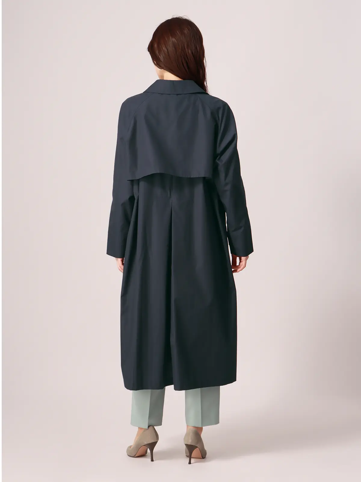 【訳アリ商品】ライトトレンチコート/撥水/無地 ネイビー 38(9号)