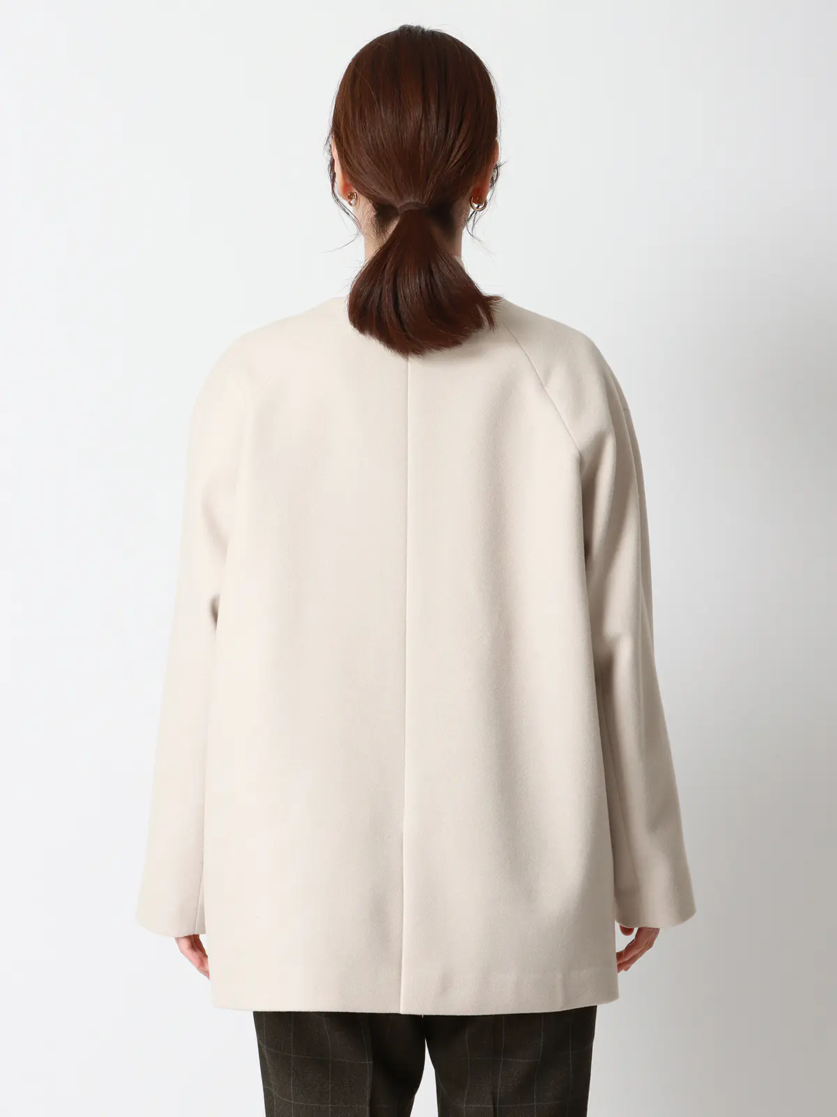 CHANTOWA／ウールライクノーカラーコート／ジャージーメルトン／無地 ホワイト 36(7号）