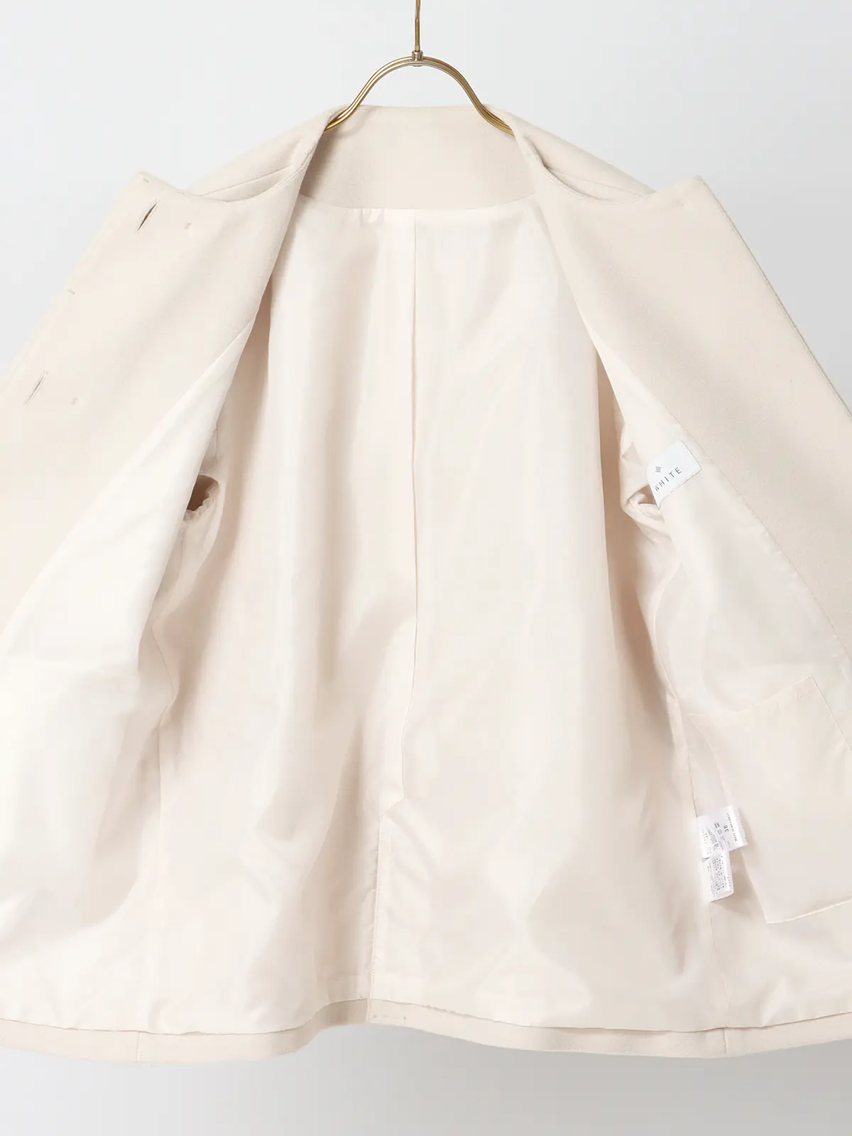 CHANTOWA／ウールライクノーカラーコート／ジャージーメルトン／無地 ホワイト 36(7号）